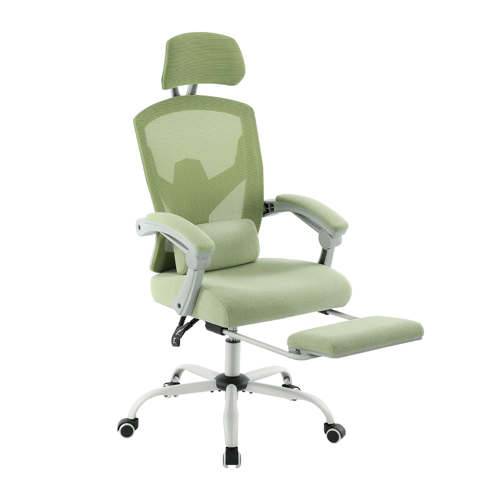 DUMOS Office Desk Chair with Footrest Ergonomic Gaming Chair for Adults Computer Mesh, Lumbar Support,Swivel Reclining with Headrest, Comfy Armrest for Home, Office, Work, Study, Light Green