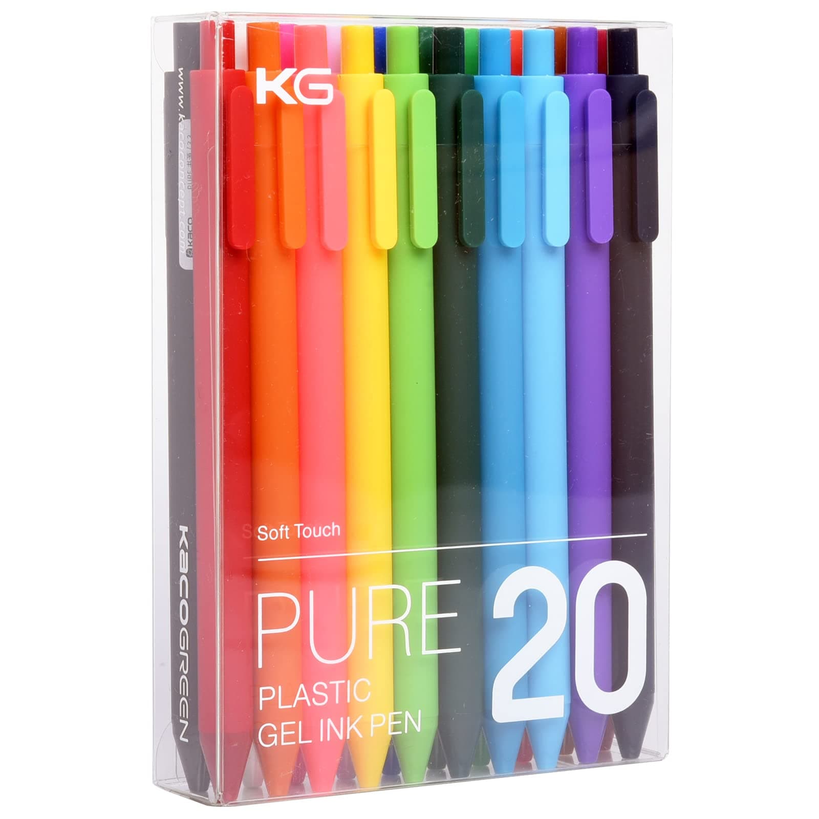 PURE Retractable Gel ink Pens, Fine Tip 0.5mm(0.02in)-20 pieces set Colorful Barrel, Colorful inkChina Good Design Award 2015 Gold Award