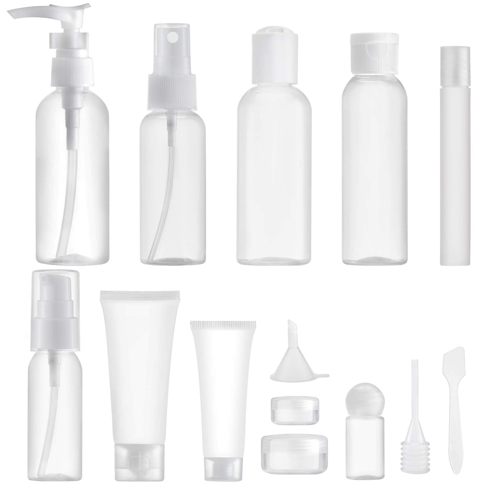 Lisapack 14 Pcs Travel Containers for Toiletries Bottle (Max.100ml) Dispenser Kit, Travel Size Set for Liquid Cosmetic Airplane (Clear)