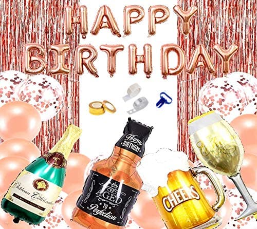 Edge DecorSV Traders Birthday Party Decoration For Adult For 18th,21st,30th,40th,50th 60th,70th Party/Rose Gold Theme Combo Kit Of 48 Pcs- Rose Gold Happy Birthday Foil Balloon(13)+Rose Gold Foil