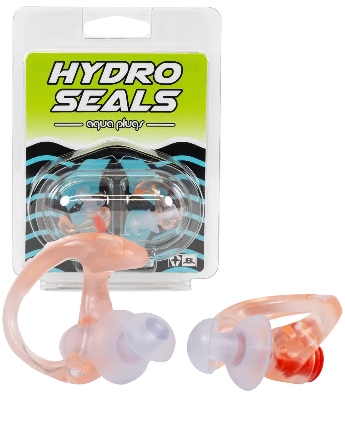 JBL Spearguns Reusable Hydro Seal Aqua Ear Plugs for Swimming, Noise Reducing, Soft Silicone Hypoallergenic Earplugs, Blocks Water, Allows Equalizing, Perfect for Surfing and Diving, Medium, 1 Pair