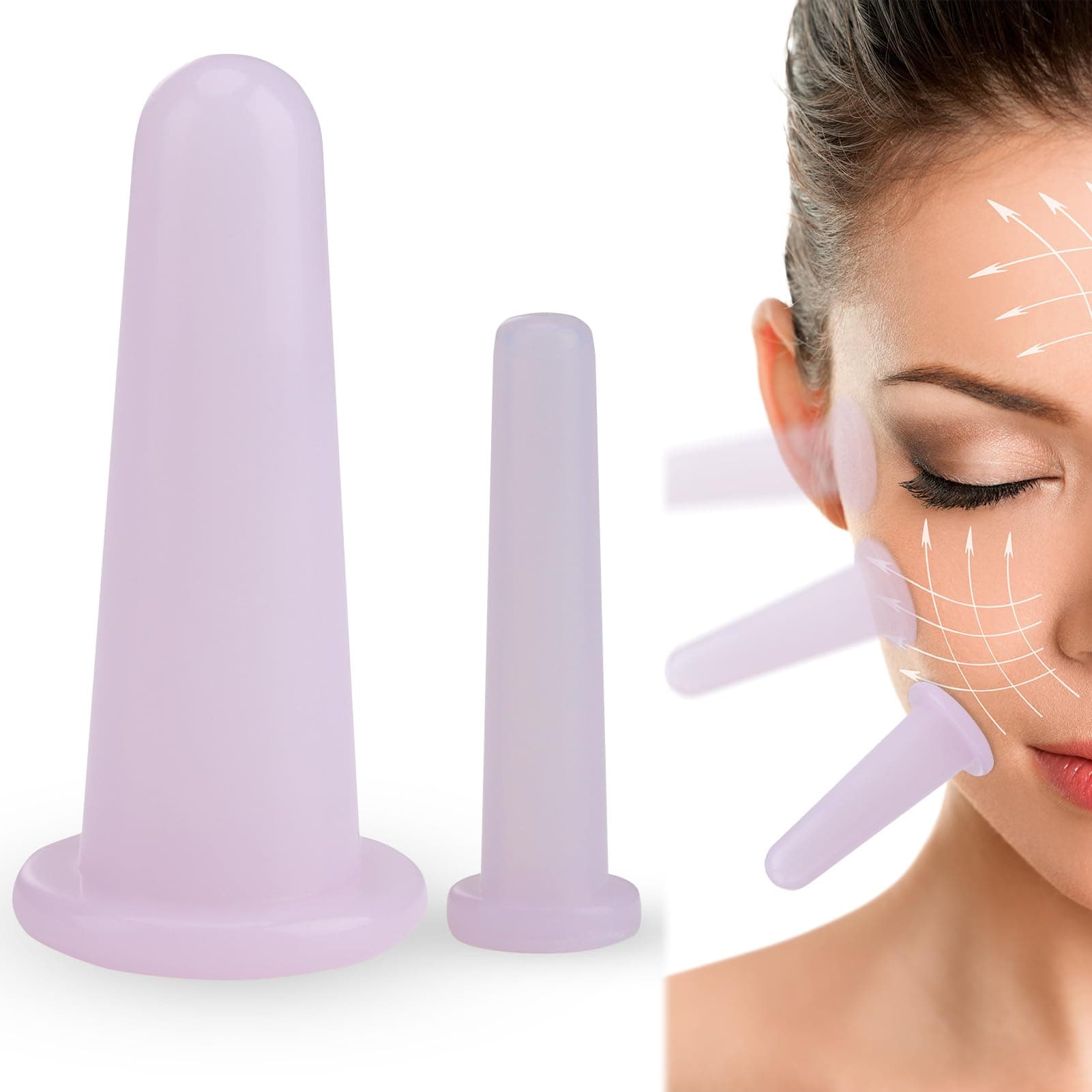 2 Pcs Facial Cupping Set for Face, Silicone Natural Face Cupping Therapy Kit Anti Cellulite Massager Vacuum Cans Suction for Face Care Body Back Eye Neck Massage (Purple)