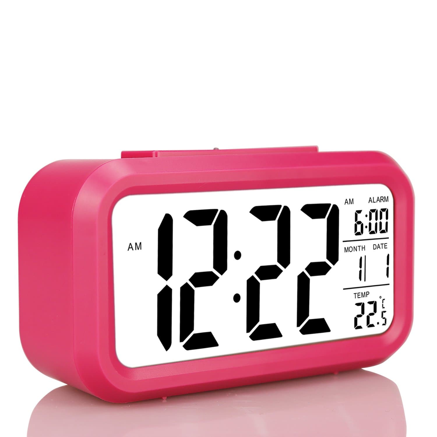 Oneoffcar Children's Clocks,Travel Alarm Clock,Battery Operated Smart Backlight Morning Clock, Large LCD Display Slim LED Desk Clock (with Date,Temperature,Snooze), for Home Office Bedroom Travel