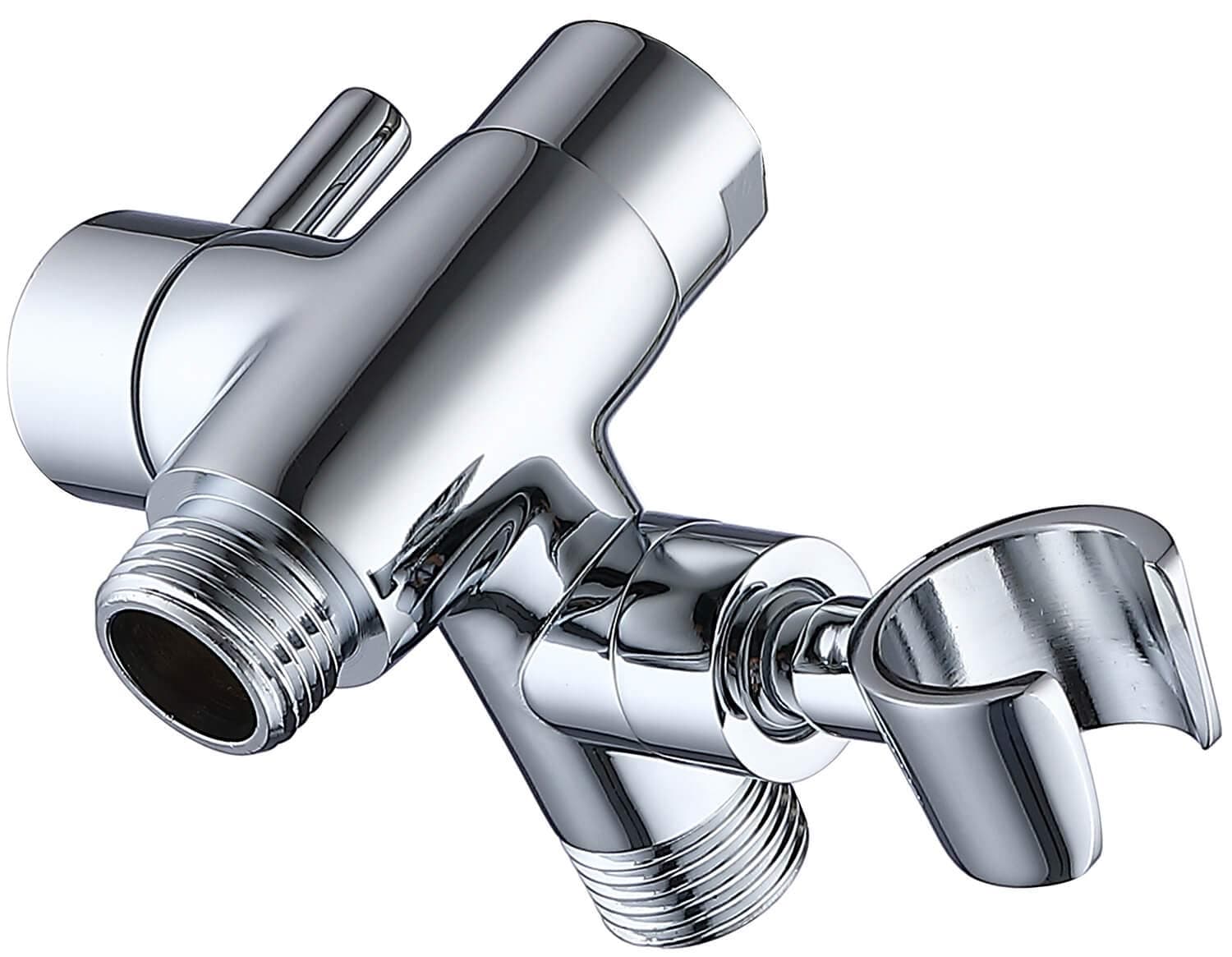 Chrome 3-way diverter with handheld hook