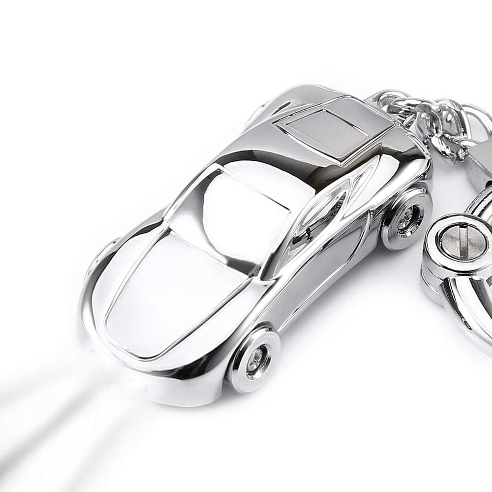 Key Chain Flashlight, Jobon Zinc Alloy Car Keychain with 2 Modes Bright LED Light, Exquisite Key Rings