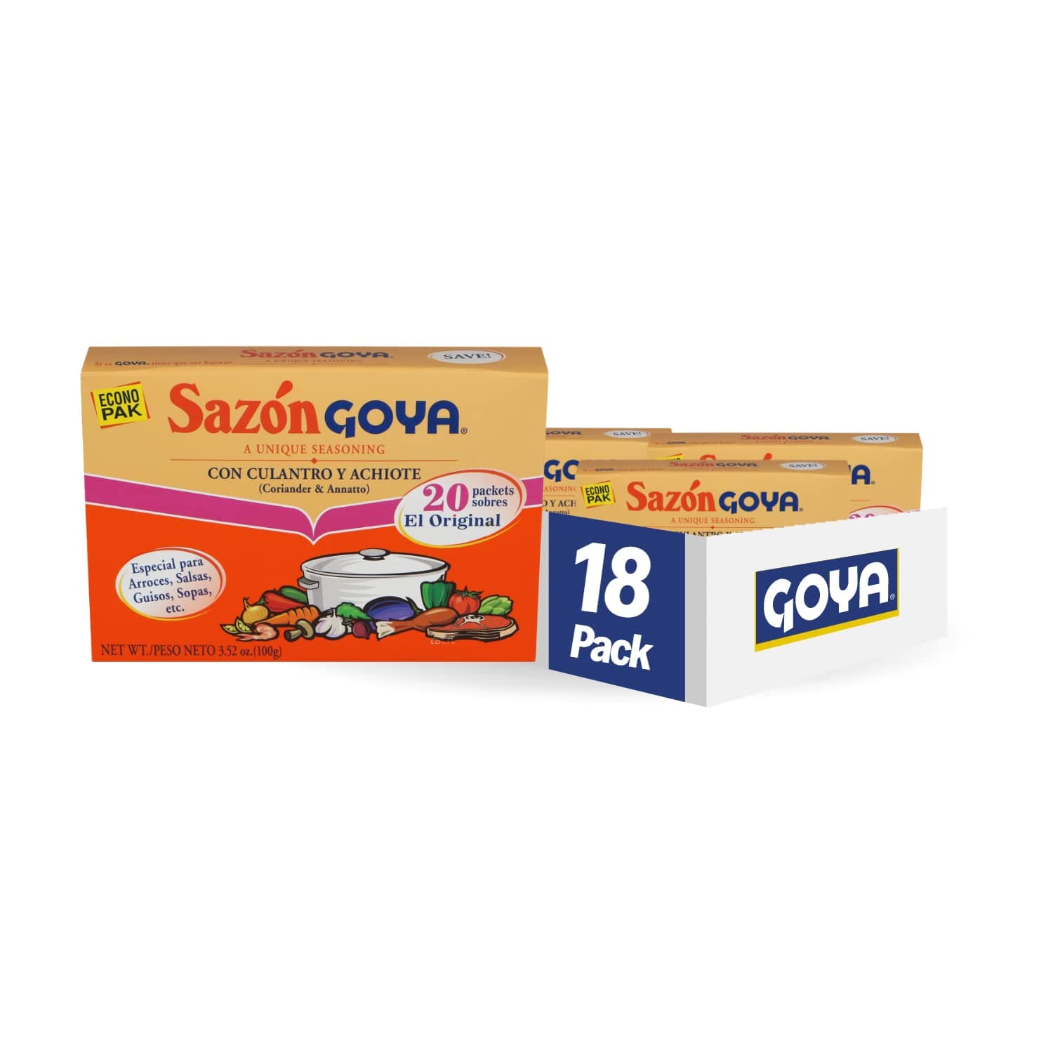 Foods Sazón Seasoning with Coriander & Annatto, 3.52 Ounce (Pack of 18)