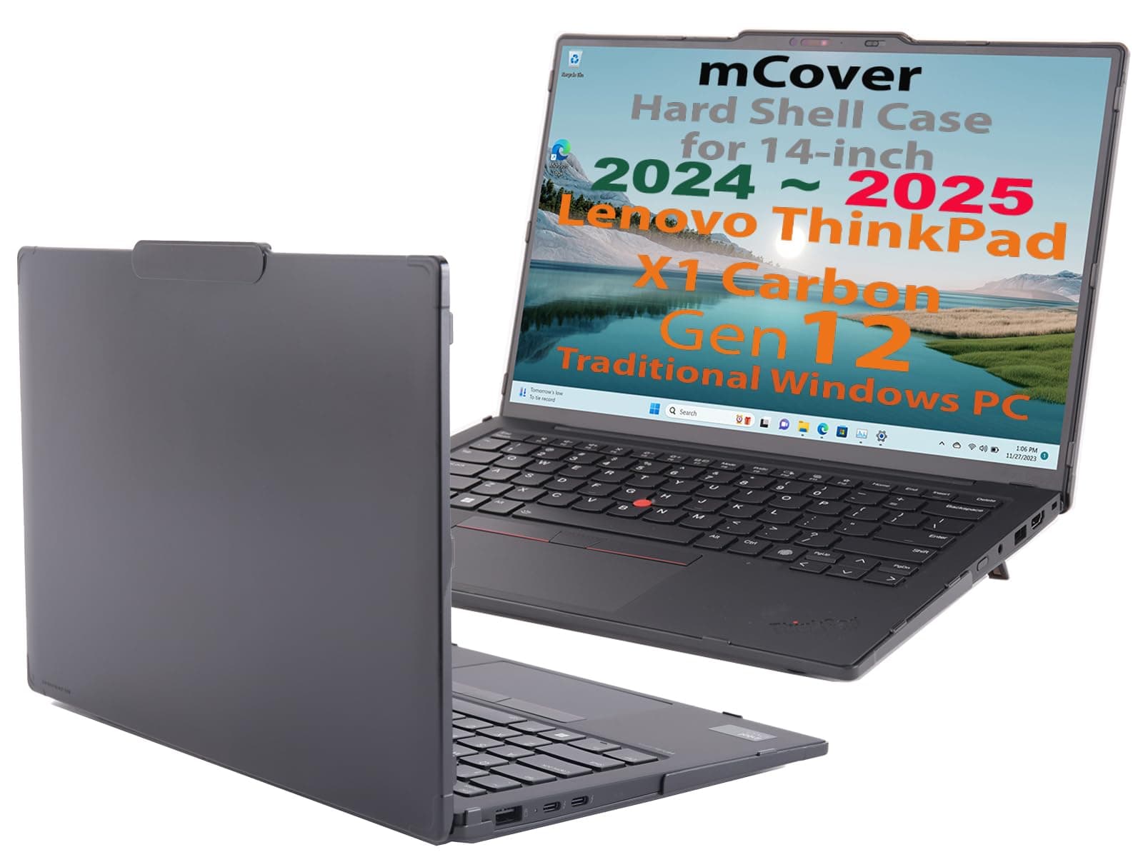 Hard Case ONLY Compatible for 2024-2025 14" Lenovo ThinkPad X1 Carbon Gen 12 Windows Notebook PC (with 180-degree Hinge, NOT Fitting Any Other Lenovo Models) - Black