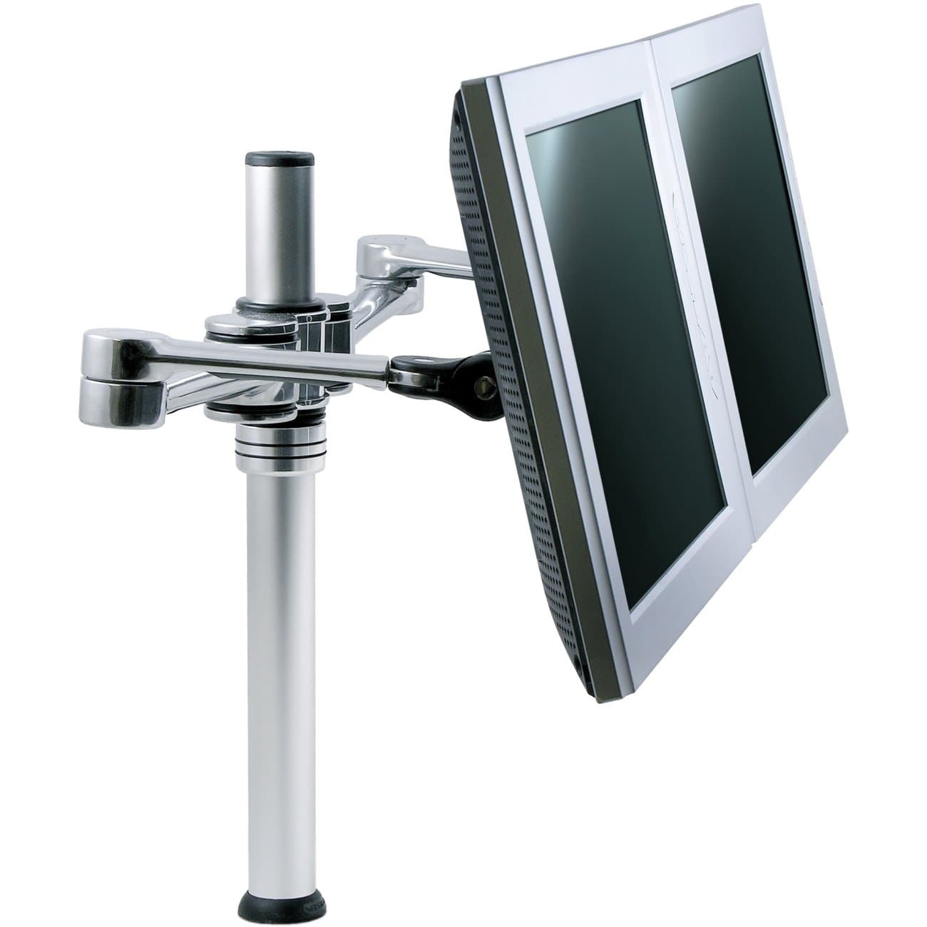 AtdecVF-AT-D Dual Display Desk Mount (up to 27″ and 17.6lbs displays) with two mounting options, Brushed Aluminum