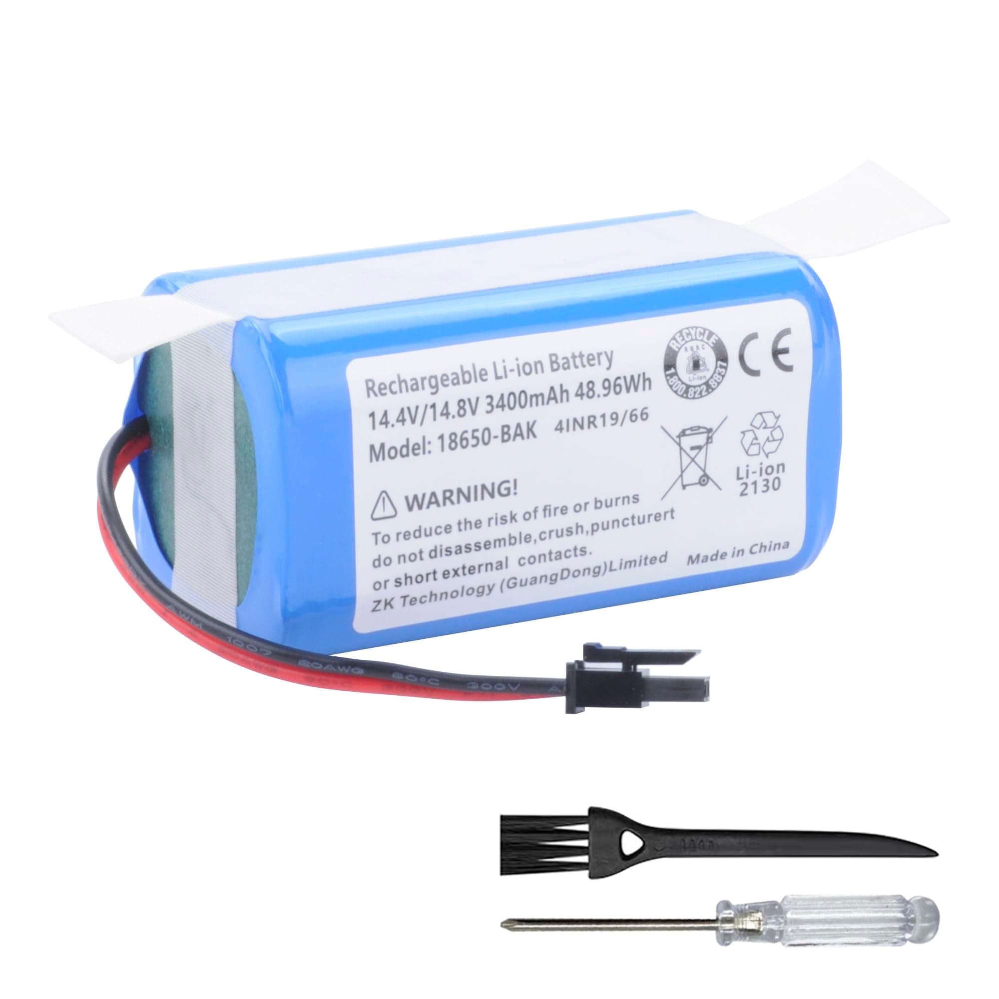 3400mAh Vacuum Cleaner Battery for Eufy RoboVac LR20, LR30 Hybrid+, L35 Hybrid+, T2996011 CMICR18650F9M-4S1P 14.4V