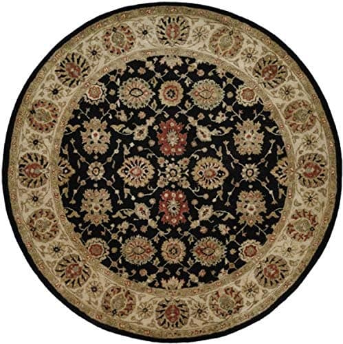 Kalaty Empire EM-283 Hand Tufted Round Area Rug, 4-Feet, Black/Ivory