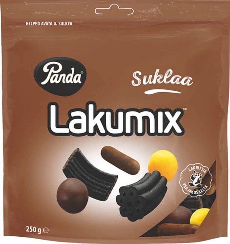 Panda LakuMix Suklaa - Chocolate - Original Finnish Liquorice Licorice Mix Candy Bag 250g