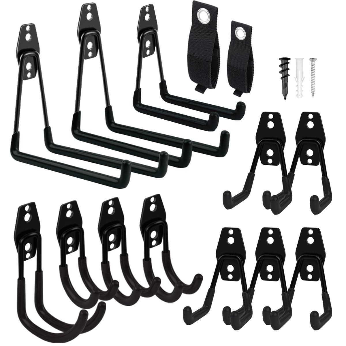 Remiawy Garage Hooks, 14 Pack Heavy Duty Garage Storage Hooks Steel Tool Hangers for Wall Mount Utility Hanger with Anti-Slip Coating for Garden Tools, Ladders, Bikes, Bulky Items