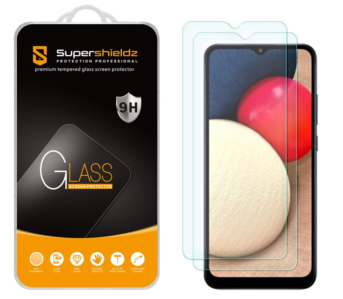 Supershieldz (2 Pack) Designed for Samsung Galaxy A02s Tempered Glass Screen Protector, Anti Scratch, Bubble Free