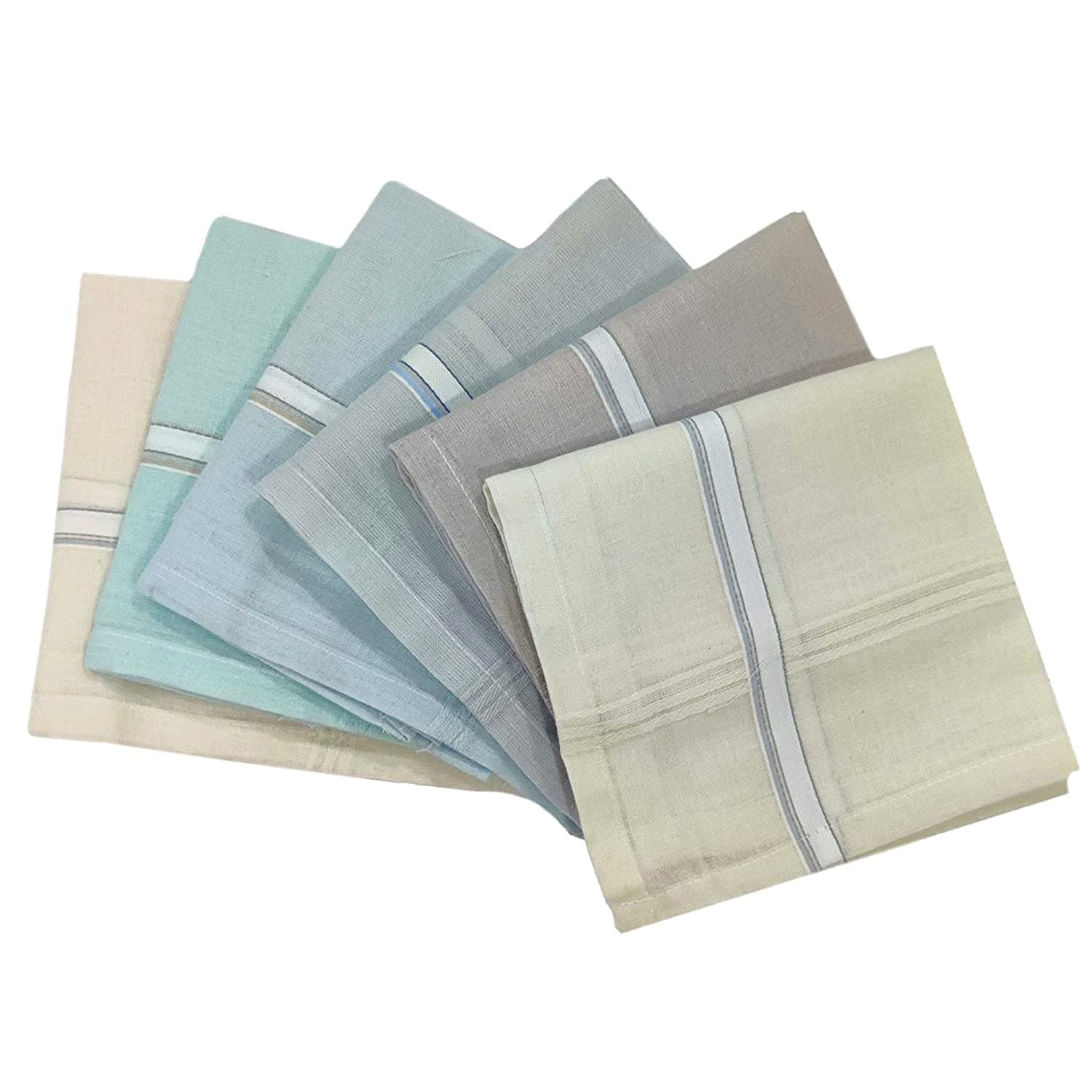 Kuber Industries Cotton Hanky For Men|Premium Handkerchief For Men|Neat Stiched With Printed Colors " 50x50 CM"|Pack of 6 (Light Multi)