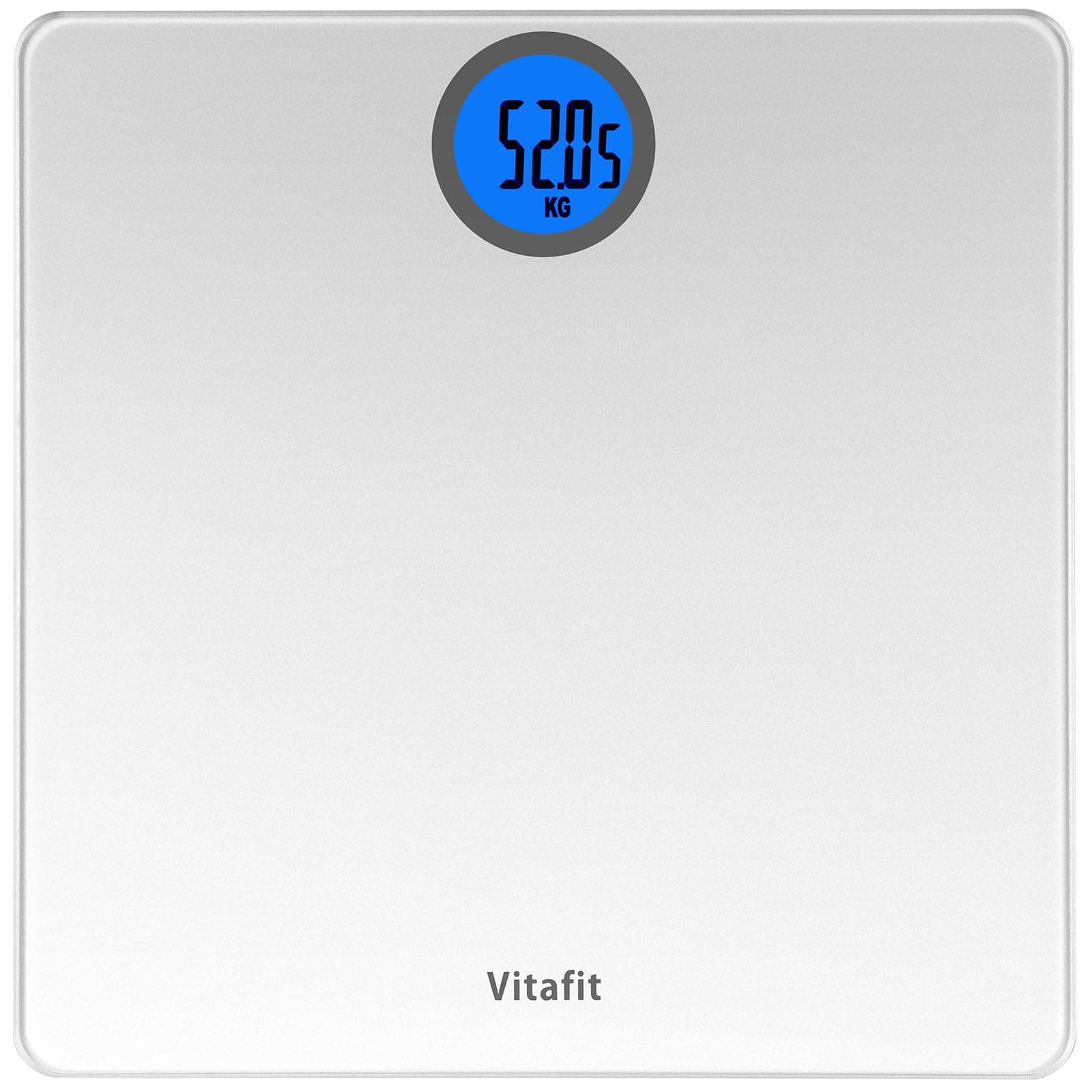 Vitafit Bathroom Scales for Body Weight, High Precision Assured by Weighing Scales Professional Factory SINCE 2001, LCD Display and Step-On, 3*AAA Batteries Included, 28st, Silver