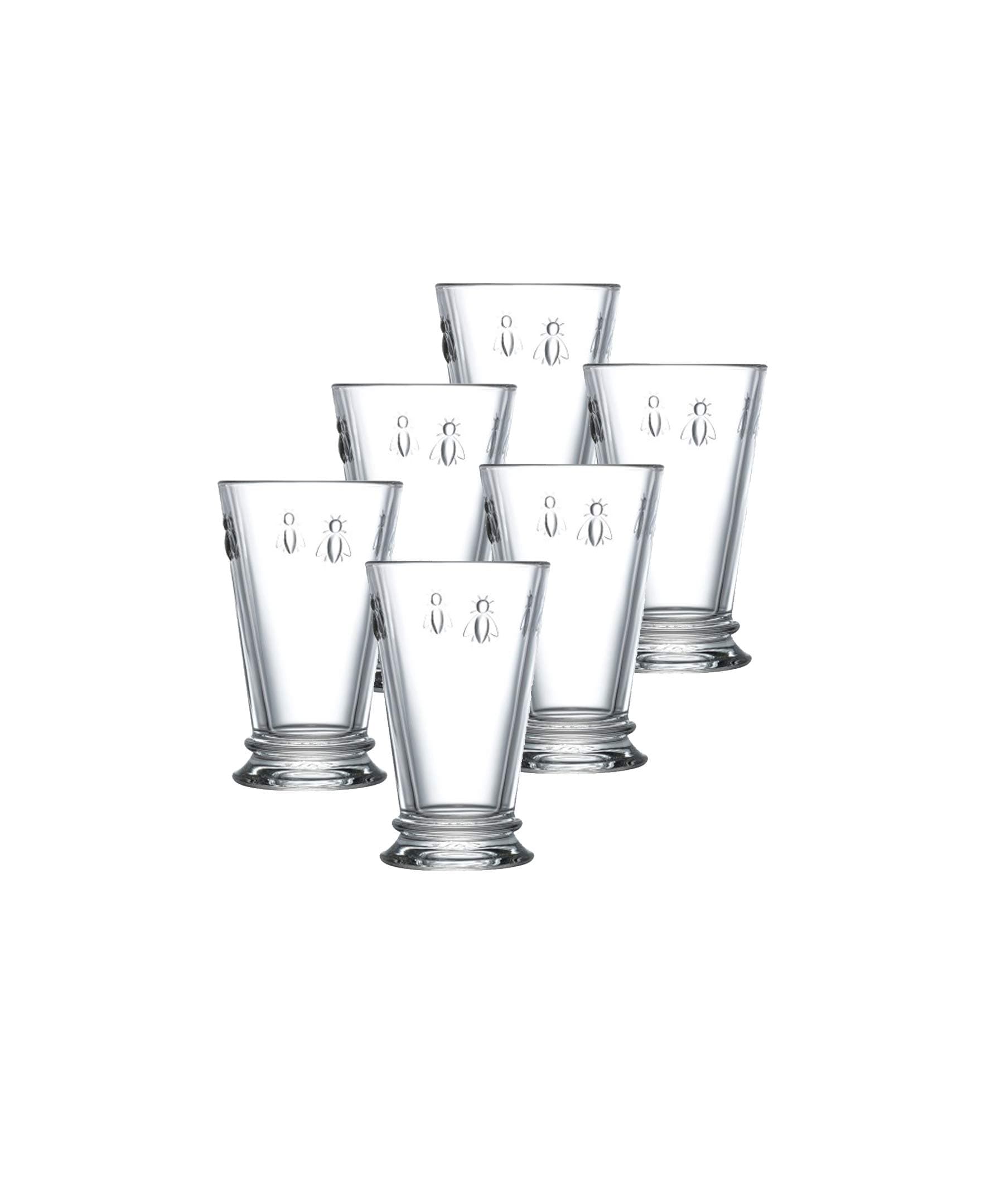La Rochere Napoleon Bee Glasses Set of 6 – 11.5 oz – Old Fashioned, Embossed Bee Design – Dishwasher Safe Juice Glasses