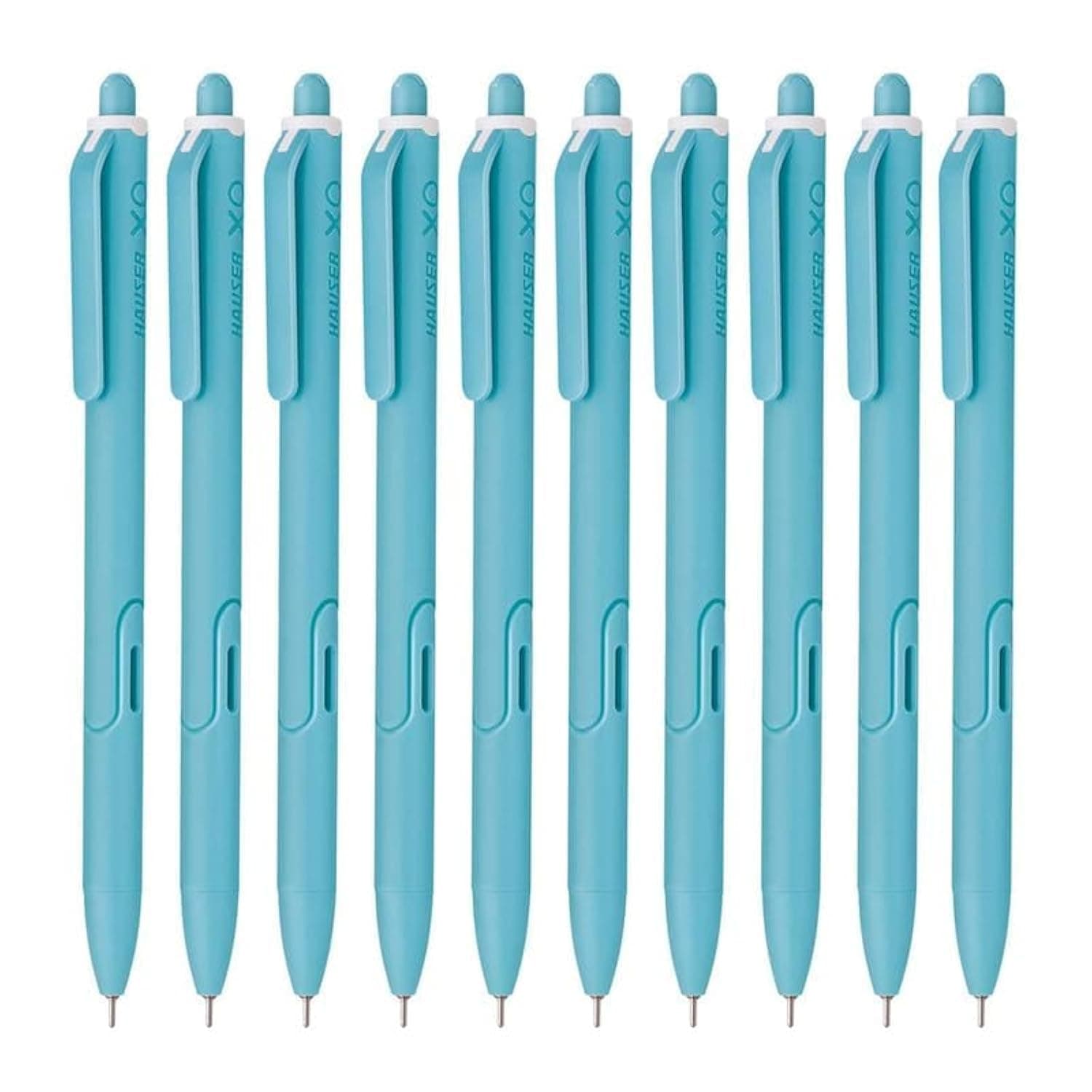 Hauser Germany XO RT Retractable Ball Pen | Sleek Body & Minimalistic Design | Matt Finish & Solid Body Type | Low Viscosity Ink With Ultra Durable Tip | Blue Ink, Set Of 10