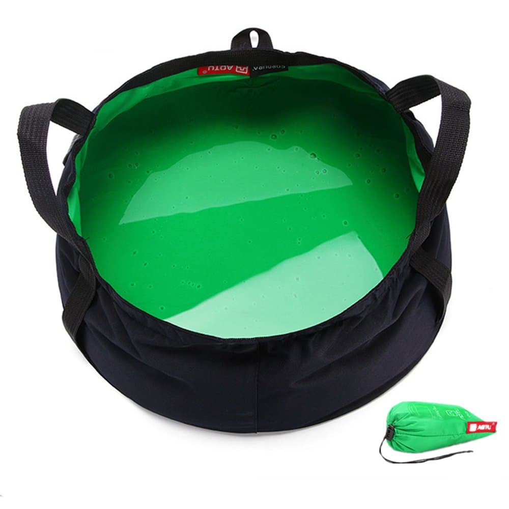 7.5L Lightweight Portable Folding Wash Basin Wash Bowl Multi-Functional Collapsible Bucket Water Bag Water Storage Collapsible Carrying Pouch Handle Bag for Outdoor Camping Fishing