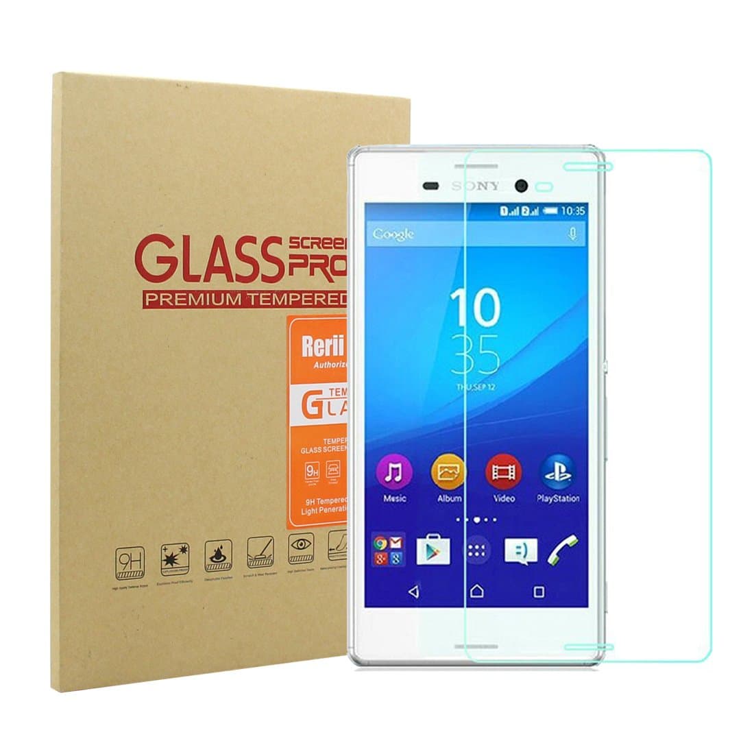 Sony Xperia M4 Aqua Screen Protector, Rerii Tempered Glass Screen Protector for Sony Xperia M4 Aqua, High Definition, 9H Hardness, 0.3mm Thickness,Real Glass Screen Protector
