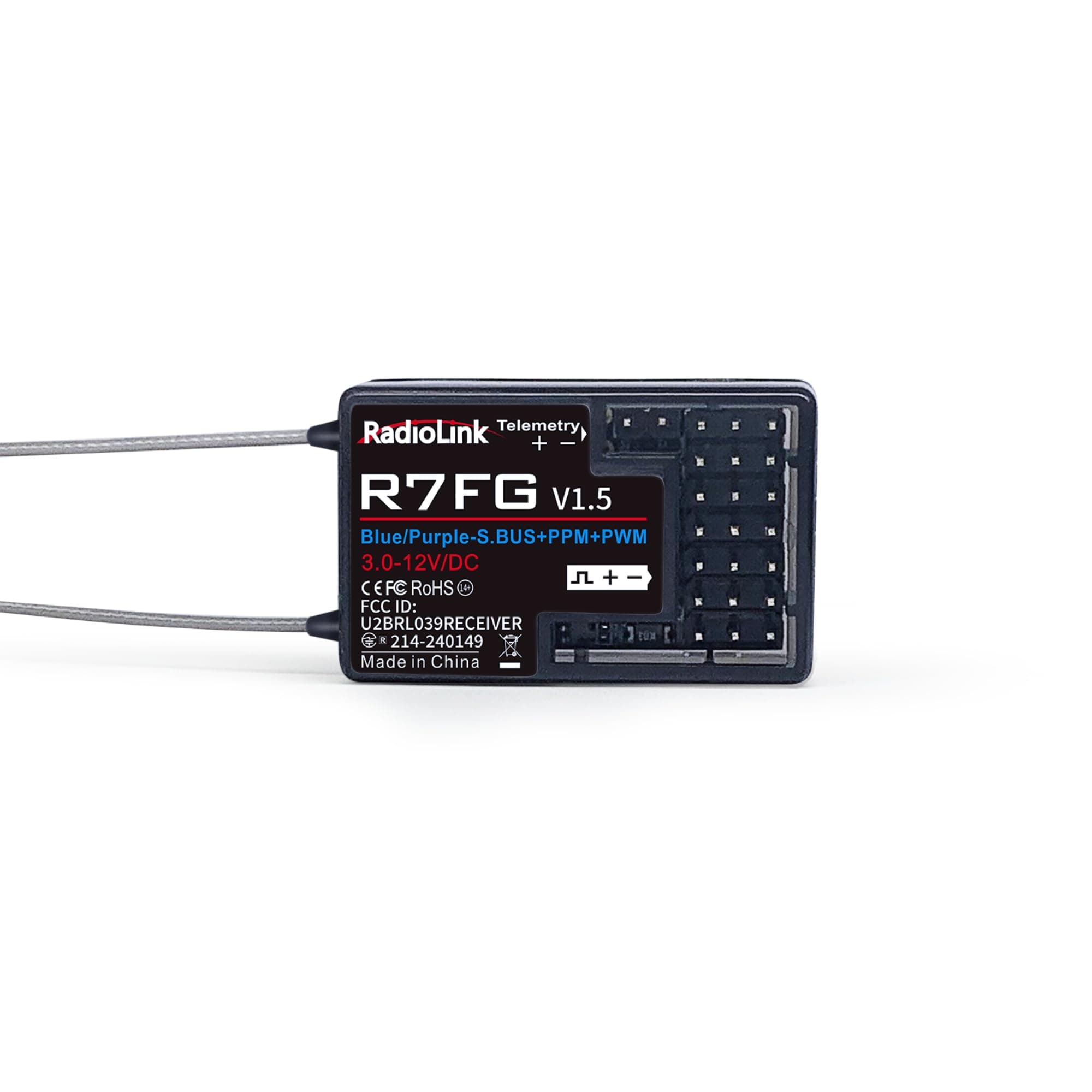 Radiolink 2.4Ghz R7FG 7 Channels Gyro Receiver with Voltage Telemetry Long Range Control, Water-splash RX for RC Crawler Car Boat Radio Controller System RC4GS v2/RC6GS v2/RC4GS v3/RC6GS v3