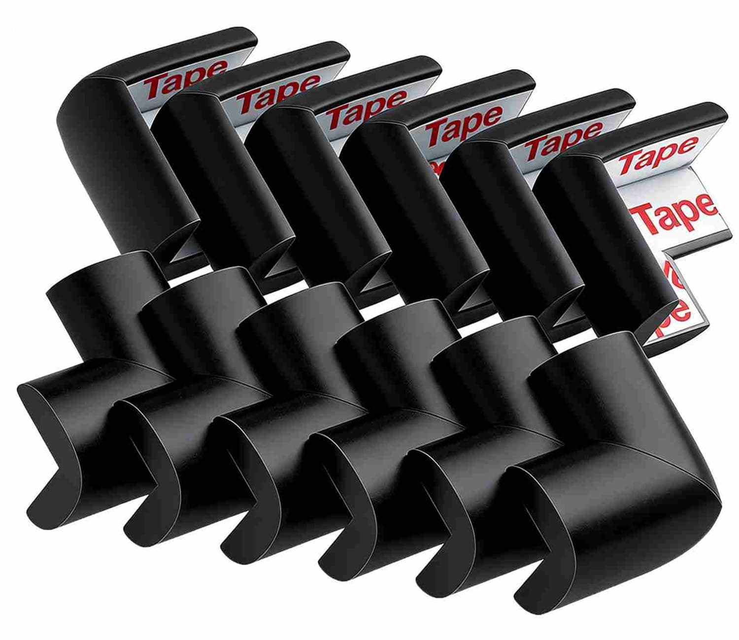 12 Pack Soft Corner Protector Baby Proofing Edge & Corner Guards, Furniture Safety Bumper for Table, Fireplace, Stair, Cabinet, (Black)
