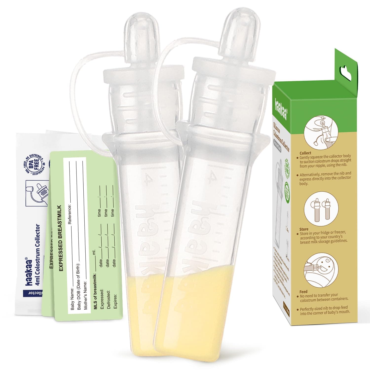 Haakaa Colostrum Collectors for Breastfeeding Moms to Collect Store and Feed Colostrum, 4ml/2pcs