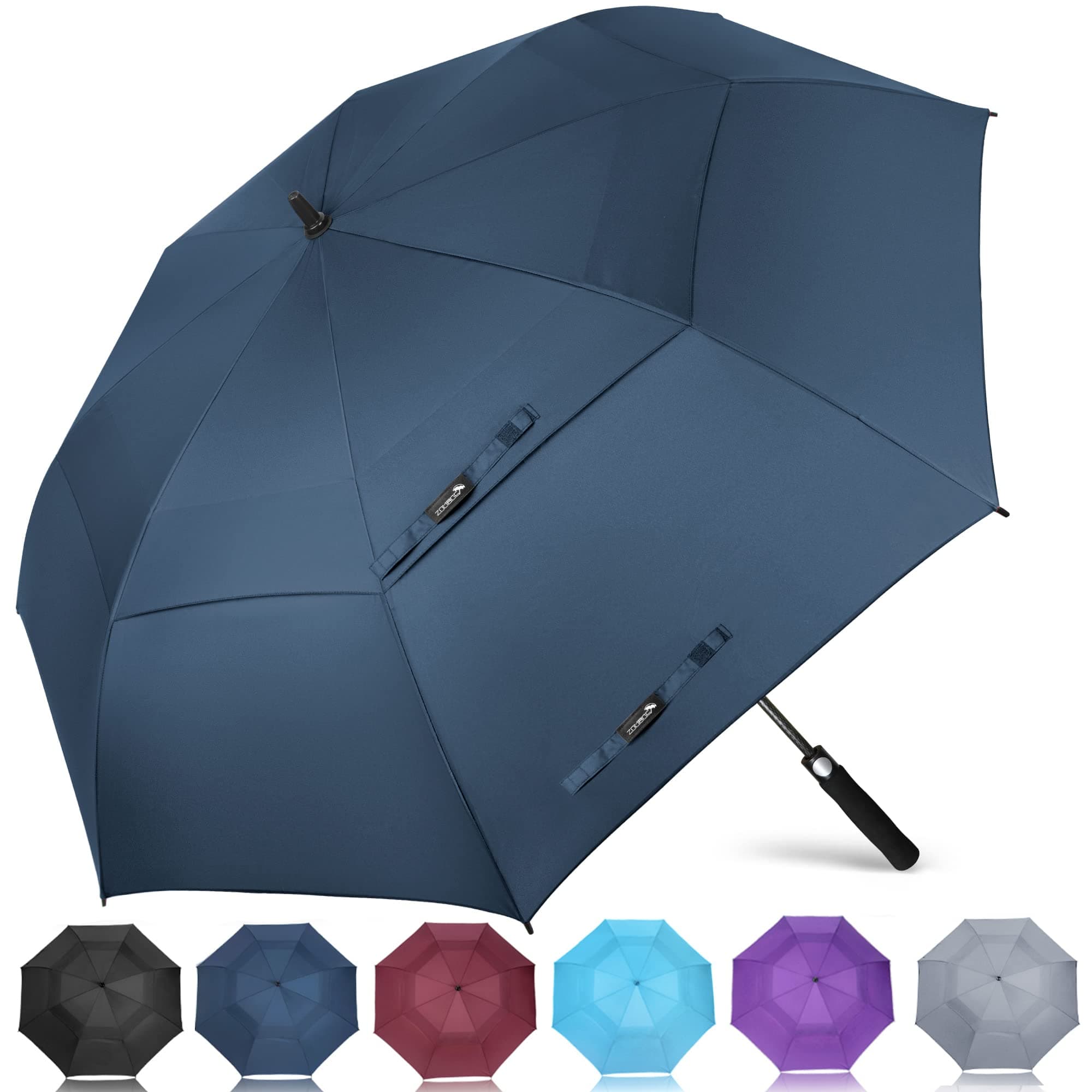 ZOMAKE Golf Umbrella Windproof and Rainproof 51/54/62/68/72in, Large Umbrella Windproof Strong, Big Golfing Brolly Unbreakable Double Canopy for Men Women