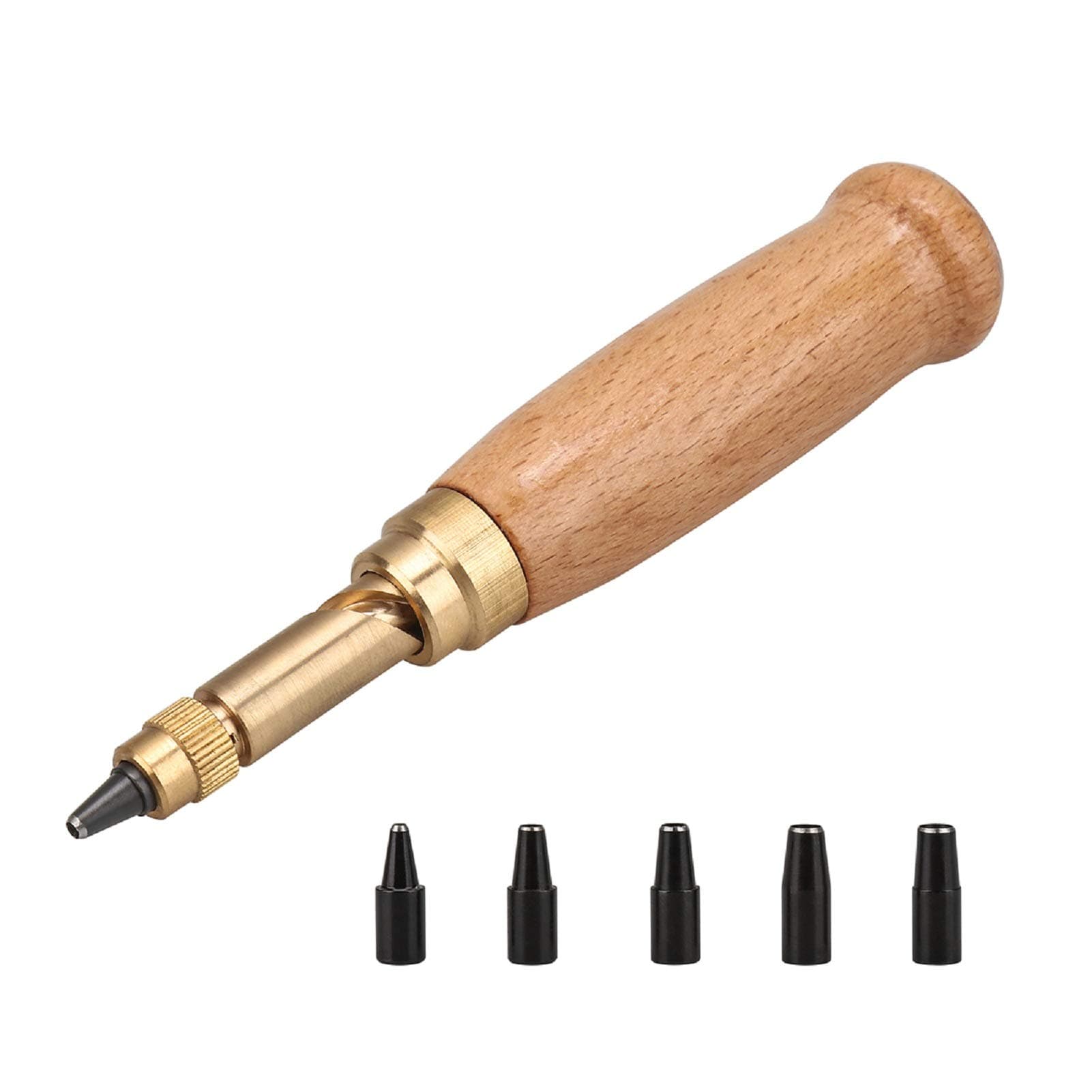 Hotusi Screw Hole Punch/Auto Leather Tool Book Drill 6 tips sizes 1.5-4mm for Sewing Leather Paper craft