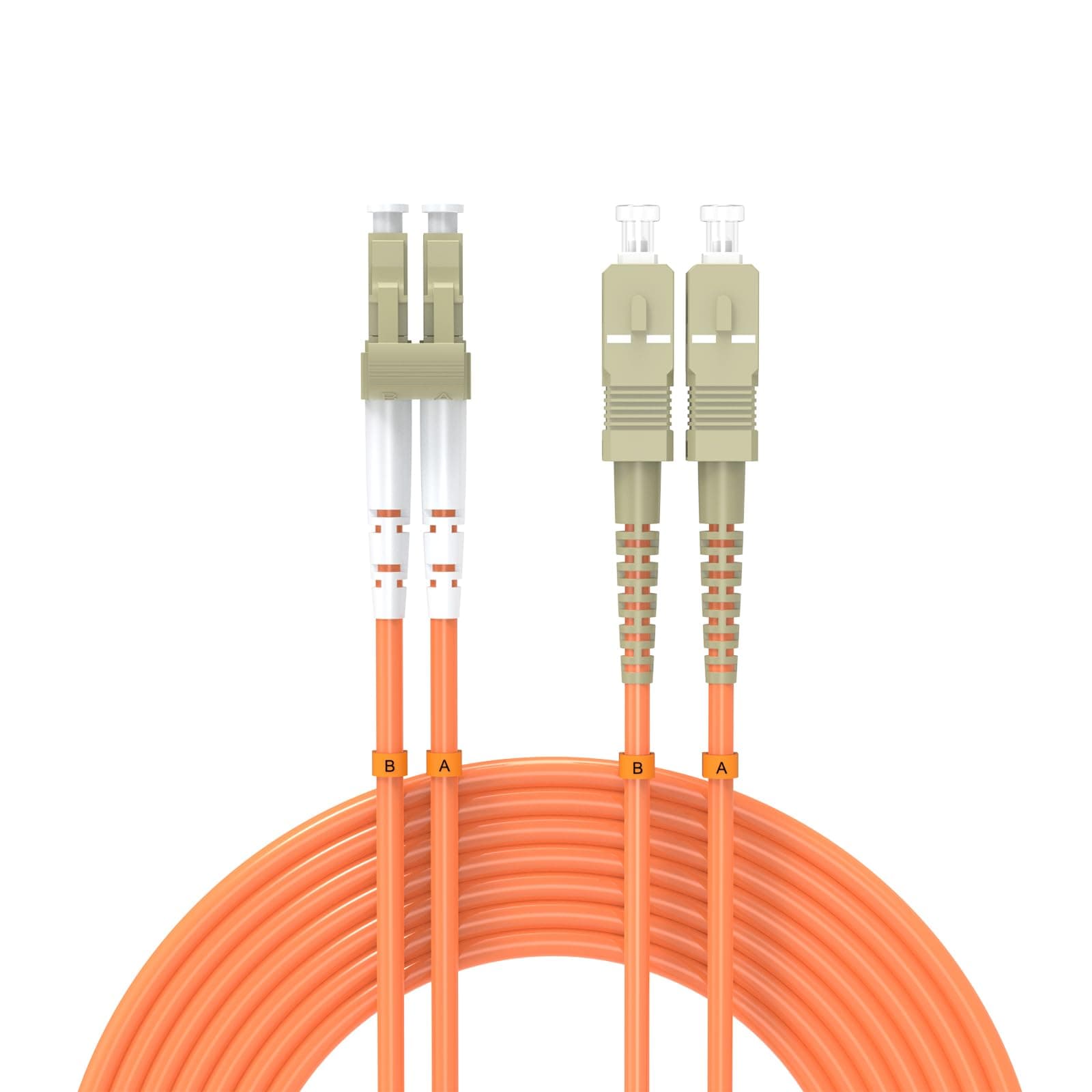 15Meters 50ft LC/UPC-SC/UPC Multi-Mode Fiber Optic Cable LC to SC OM1 Jumper Optical Patch Cord Duplex 62.5/125um Orange LC-SC
