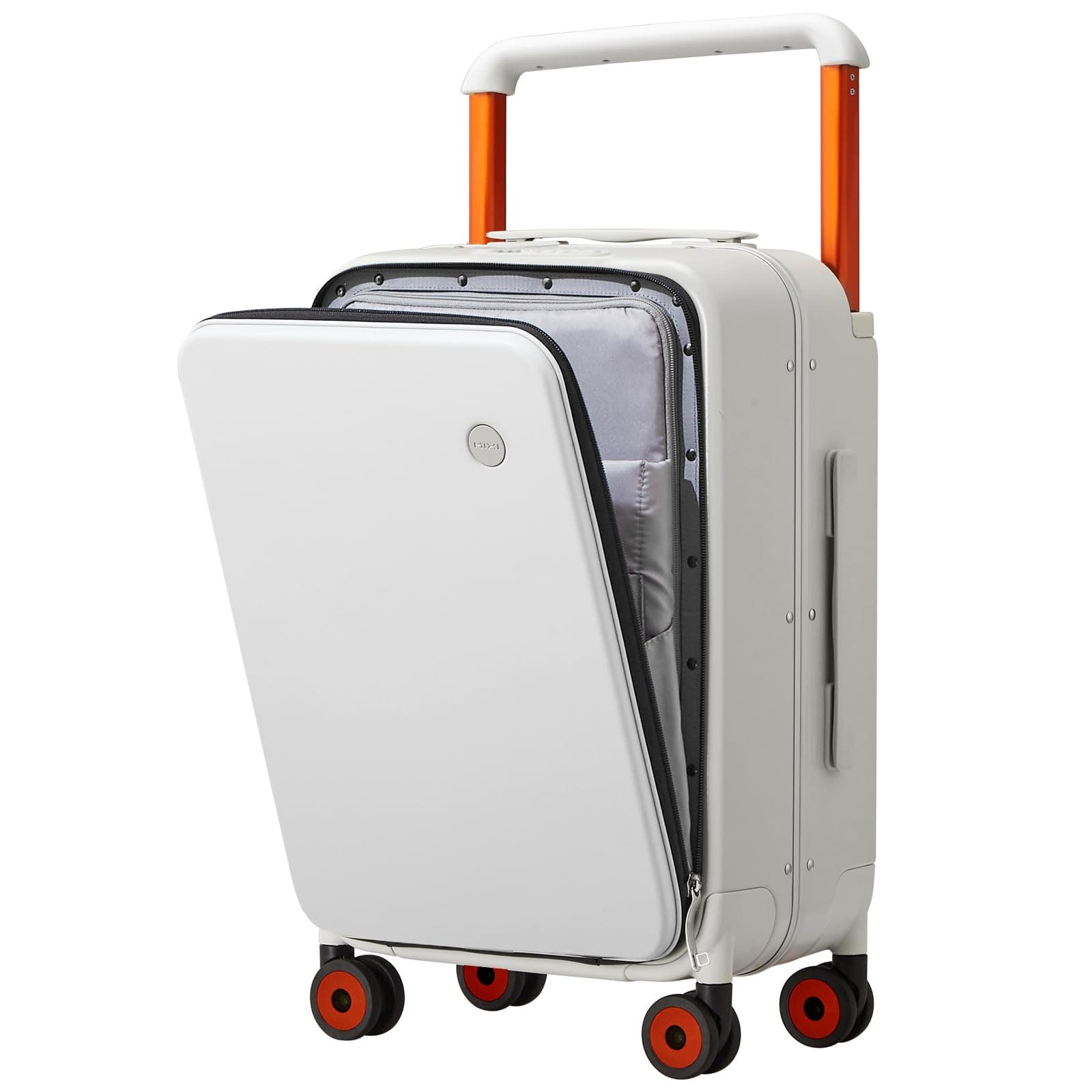 Carry On Luggage Wide Handle Luxury Design Rolling Travel Suitcase PC Hardside with Aluminum Frame Hollow Spinner Wheels, with Cover, 20 inch, Smoke White