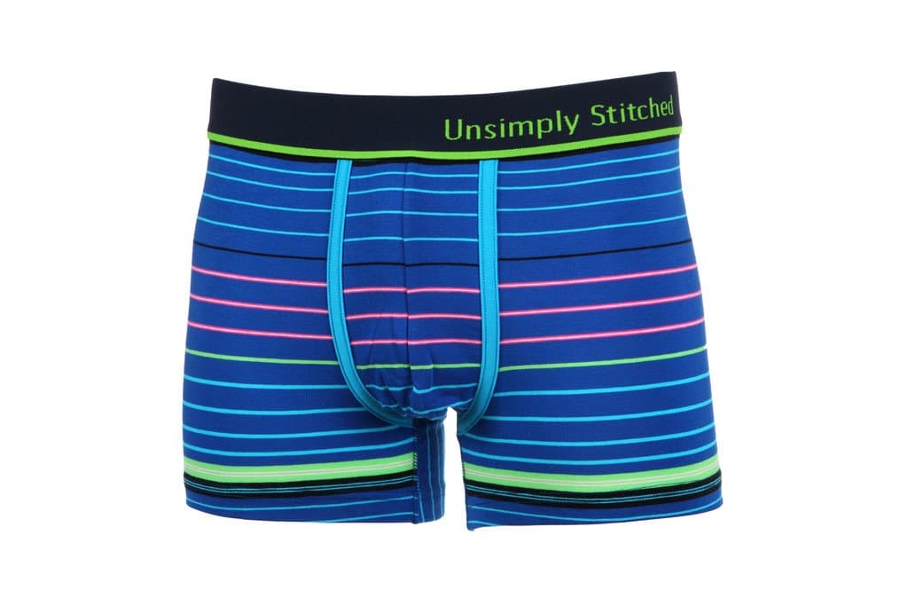 Unsimply Stiched Men's Underwear Trunk-UNSTBB-2033-A-Large Candy Stripe Medium Blue Lime