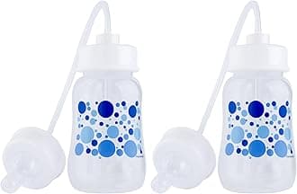 Hands-Free Baby Bottle - Anti-Colic Nursing System 4 oz Baby Bottle with Fast Flow Nipple/Teat 3m+ with Tube Straw Feeding System for Toddler (2 Bottles - Blue)