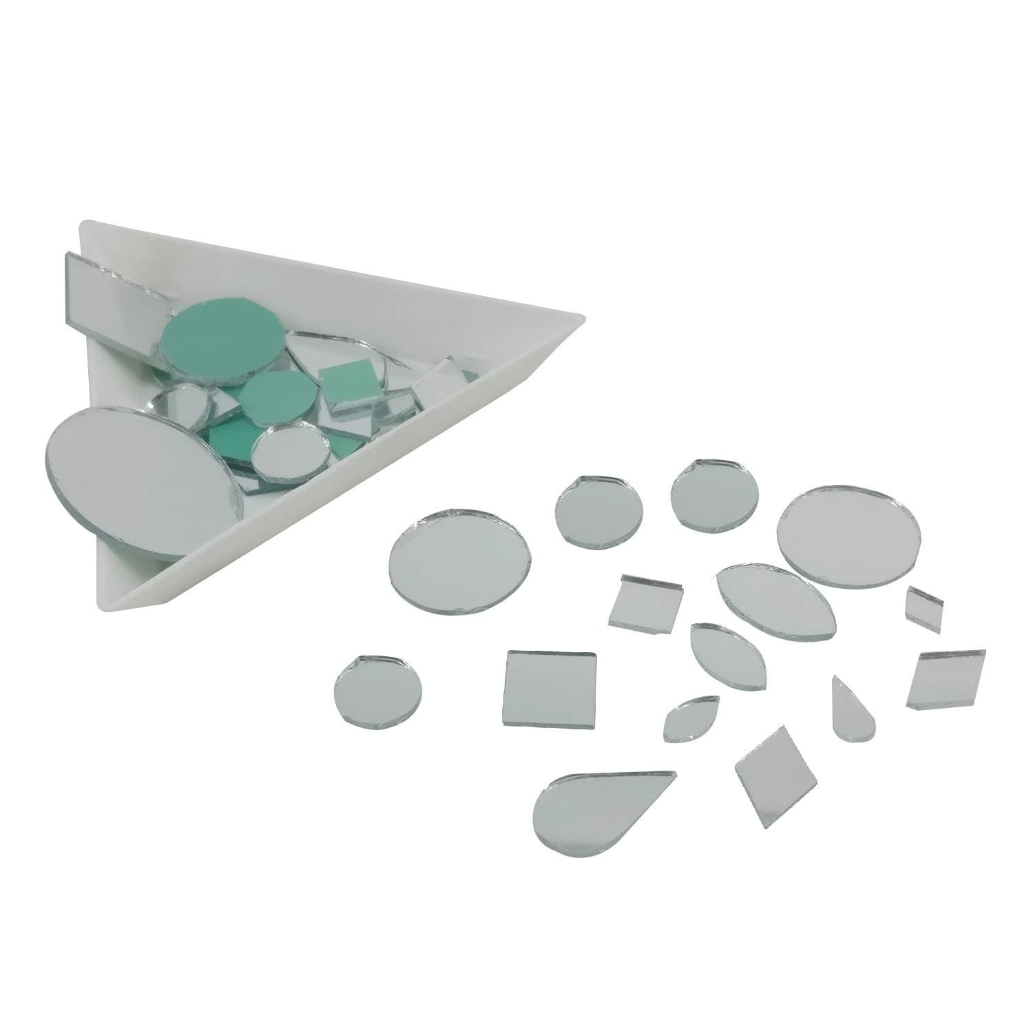 Aumni Crafts 0.2 to 0.5 Inch Size Small Glass Mirrors (700+ Pieces, Mixed Shapes & Sizes) for Sewing Embroidery Crafts Jewelry Multipurpose Transparent Color