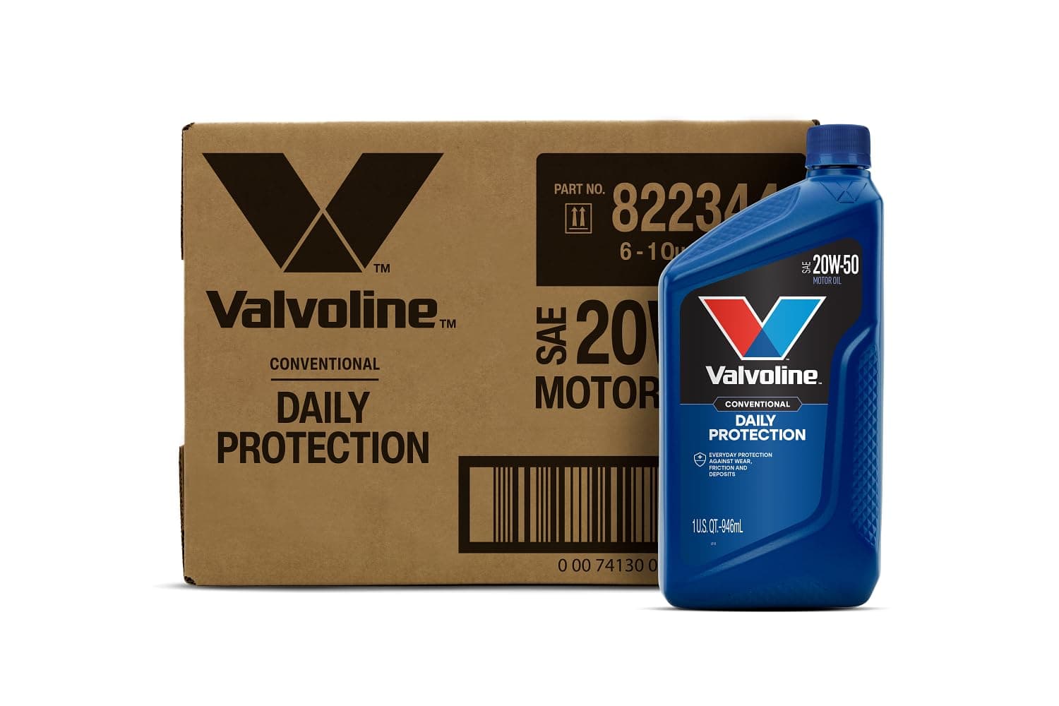 Valvoline Daily Protection SAE 20W-50 Conventional Motor Oil 1 QT, Case of 6