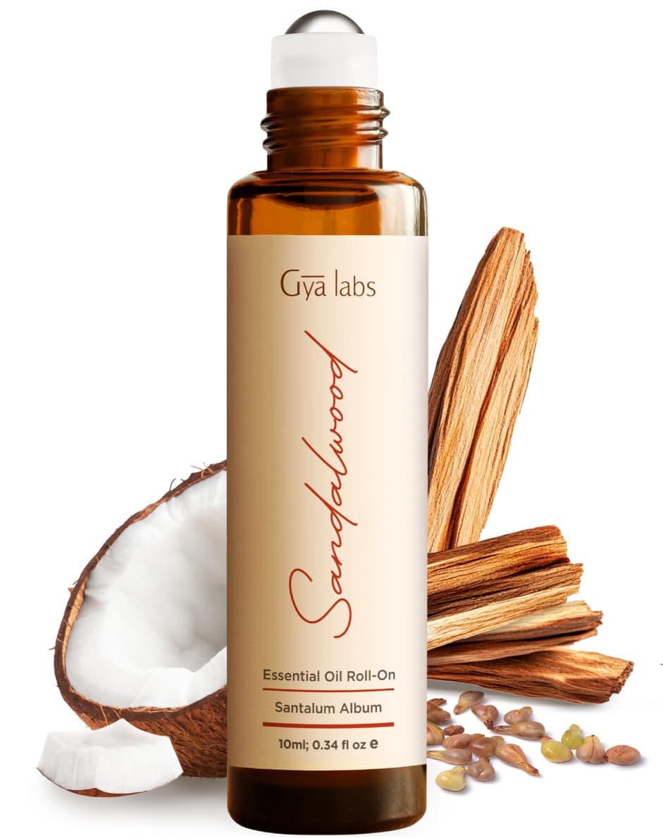 Gya Labs Sandalwood Essential Oil Roll on - Sandalwood Perfume for Women & Men, 100% Pure Natural Aromatherapy Oil Roller for Skin, Alcohol Free, Travel Size (10ml)