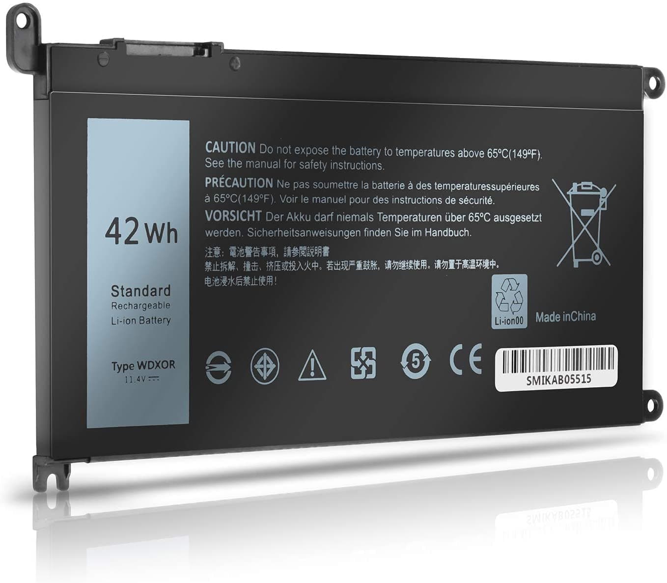 BIUBOTY 42Whr WDX0R Battery for Dell Inspiron 13 5368 5378 5379 7368 7378 14-7460 15 5565 5567 5568 5578 7560 7570 7579 7569 P58F 17 5765 5767 FC92N 3CRH3 T2JX4 CYMGM[3 Cells/11.4v]