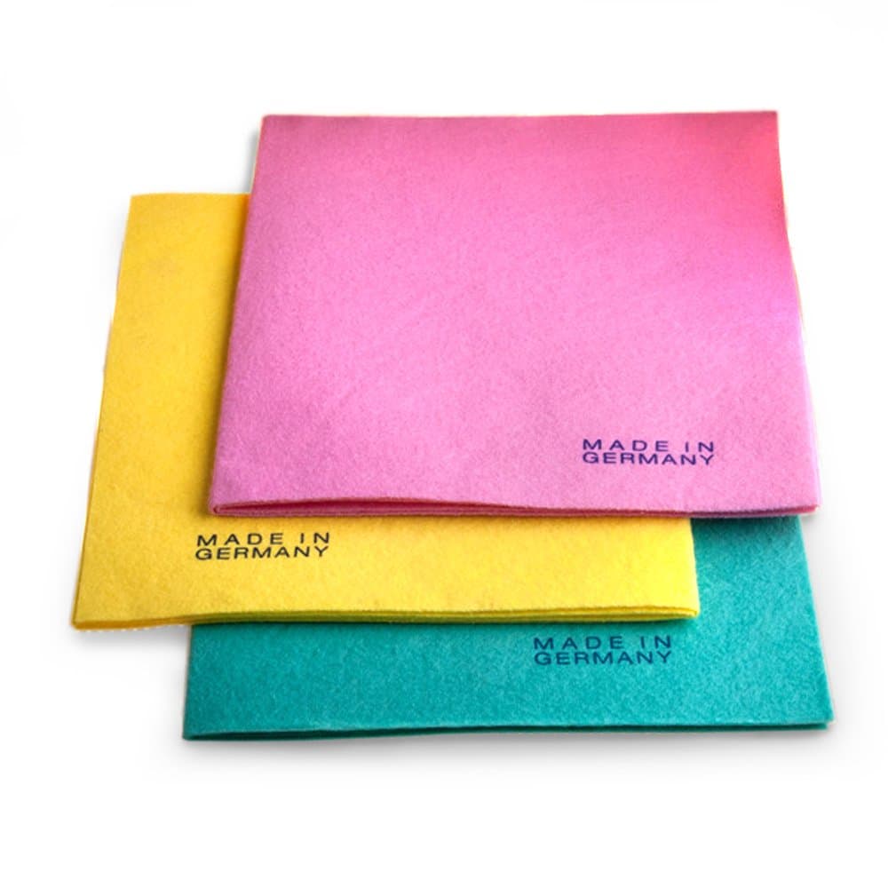 | Exclusive Household Clean Cloth for Dry and Wet Wiping Without Scratch Your Furniture | Special Set of 3 (Pink, Blue and Yellow) | Extra Durable, Reusable and Smooth Nonwoven Fabric Material | Super High Oil Absorbent and Reducing Paper Towel Usage | Dishwasher Safe Series | 947