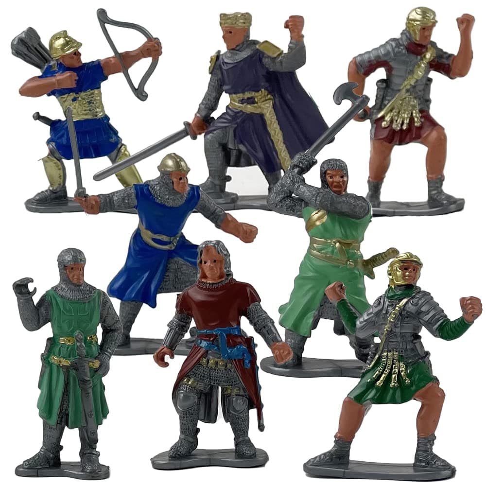 ArtCreativity 16 PCS Knight Action Figures for Kids, Free-Standing Knight Figurines with Realistic Details, Medieval Party Decorations and Cake Toppers, Knights Party Favors for Boys & Girls