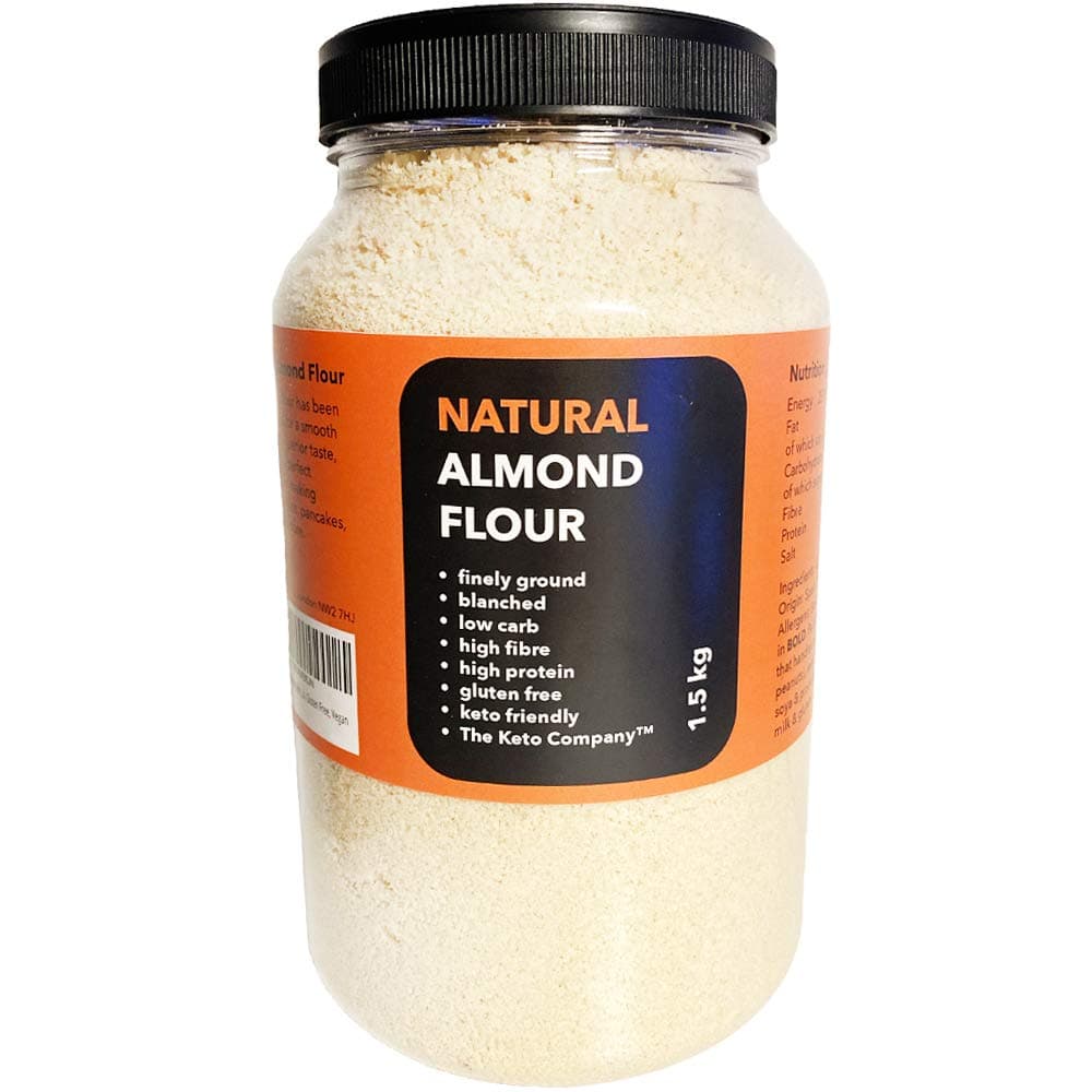 The Keto Company Almond Flour 1.5kg, Finely Ground, Keto Friendly, Low Carb, Gluten Free, Vegan, from Spain (Recyclable & Resealable Jar)