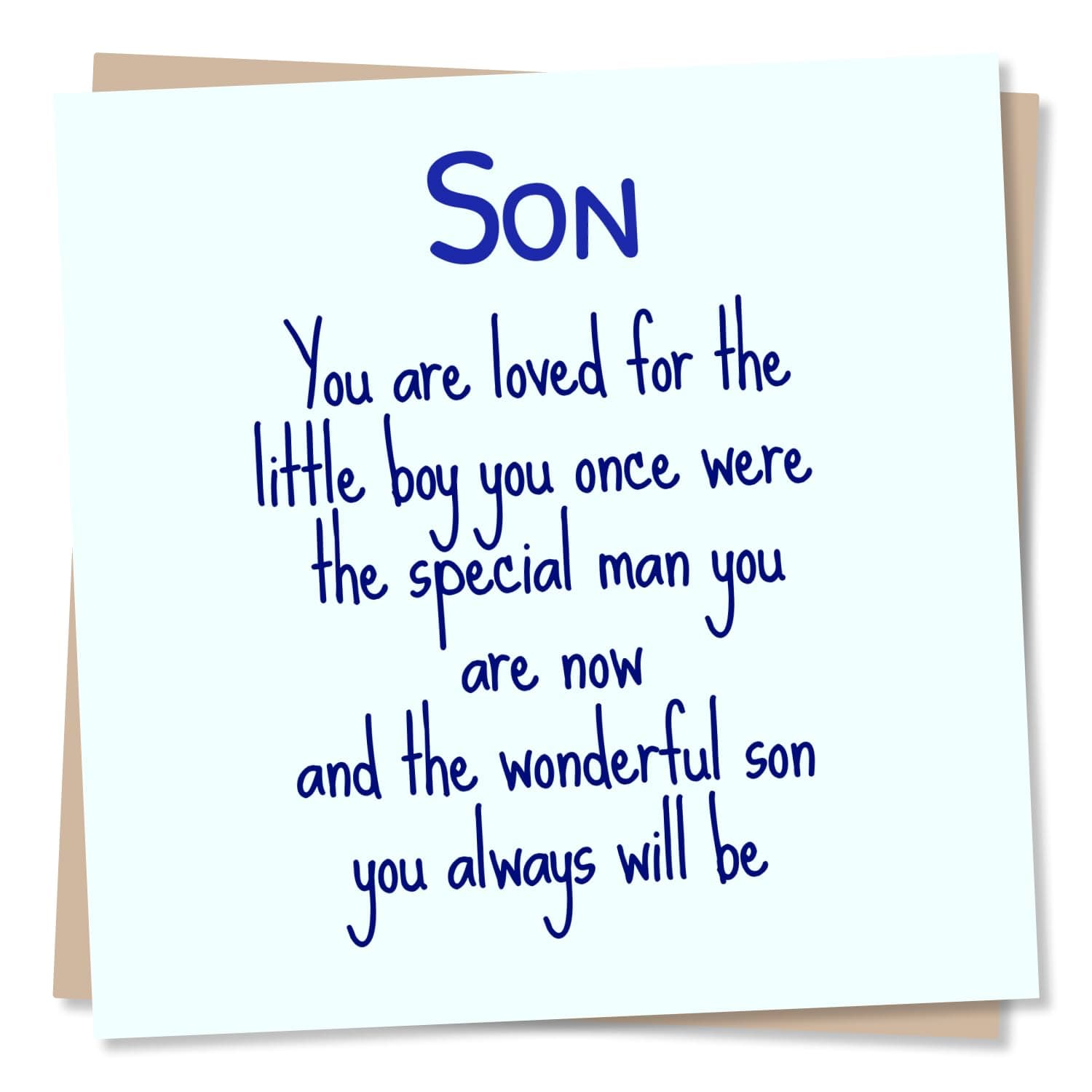 Heartfelt Birthday Greeting Card for Son – Message from Mum, Dad or Parents – Blank Inside (135 x 135 mm) – Made in UK – With Envelope