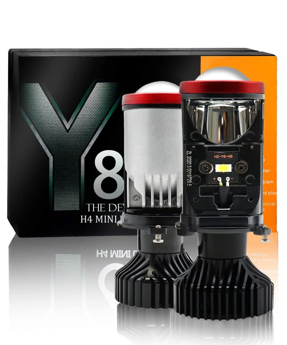 Carzex All-in-One Conversion Kit LED 20000LM 6000K High Low Beam Headlight Bulb for Cars with Mini Projector Lens, White.