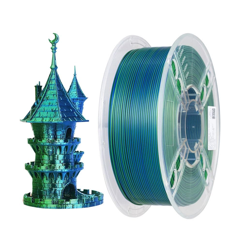 Silk Dual Color PLA Filament Blue/Green 1KG 1.75mm 3D Printer Filament FDM 3D Printing Materials Coextrusion Shiny PLA Blue Green