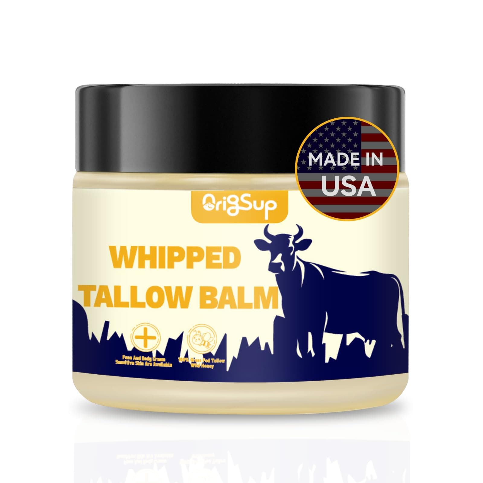 Beef Tallow Balm for Skin Care - All Natural Moisturizing Body Oil with Honey and Beeswax - Tallow from Grass-Fed Cows – Beef Tallow Moisturizer,-Made in USA (2.0 Oz)