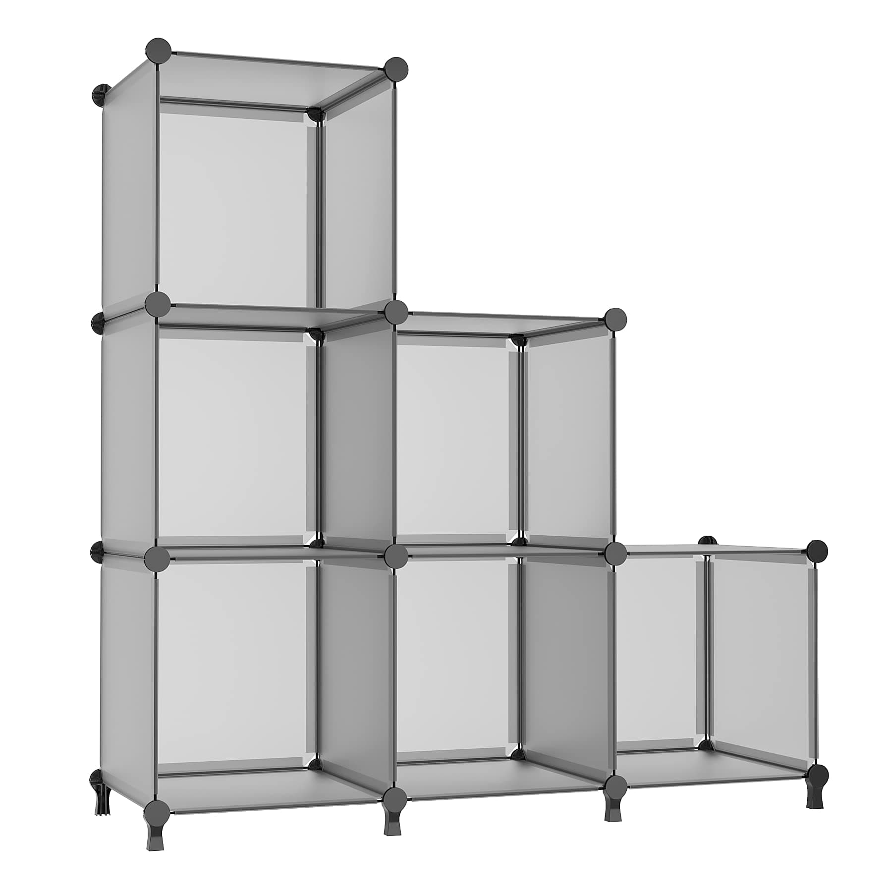 AWTATOS Cube Storage Organizer, Storage Cubes Shelves Bookshelf, 6 Cube Closet Organizers and Storage, DIY Stackable Plastic Clothes Organizer Shelving for Bedroom, Home, Grey