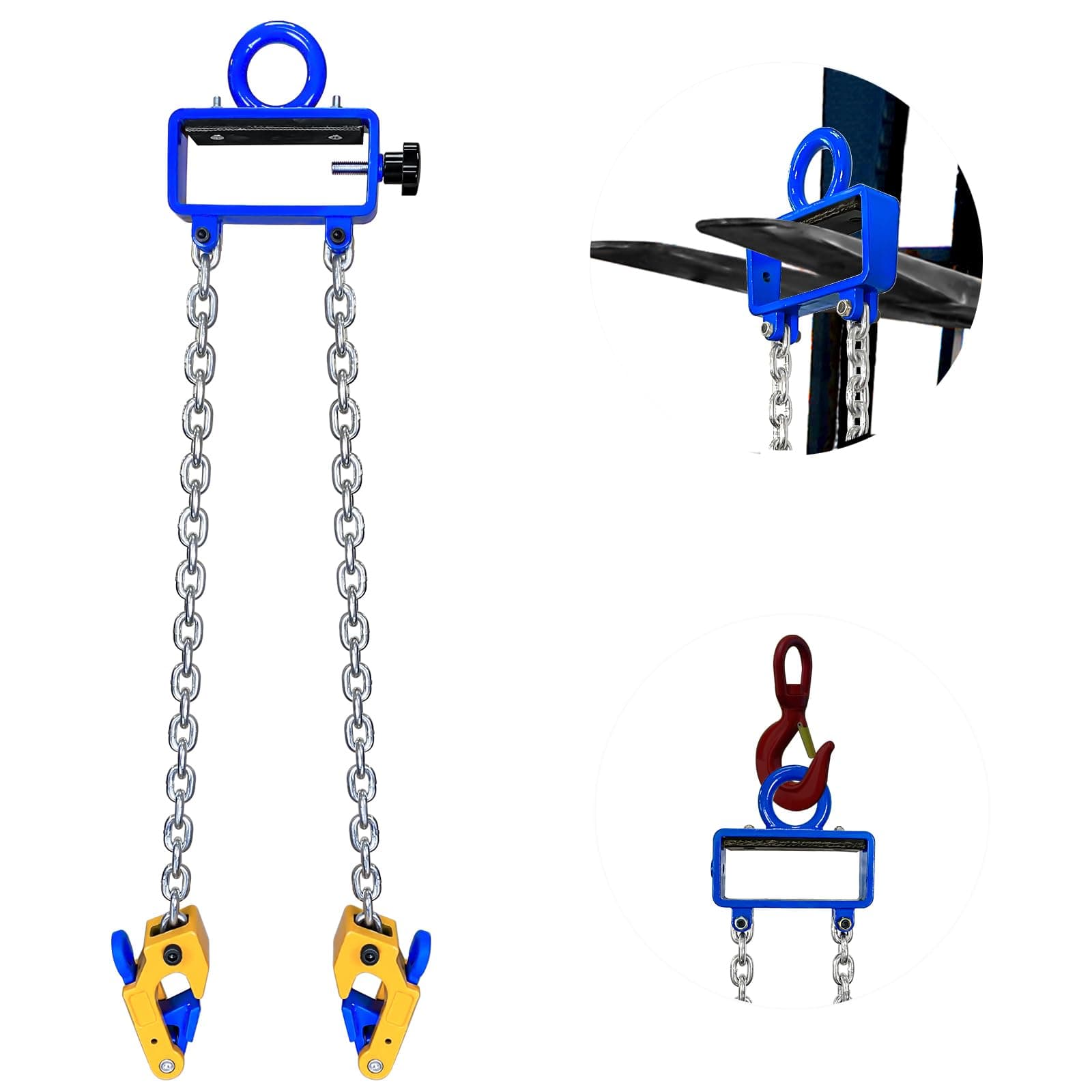 Updated Chain Drum Lifter | 1 ton(2200 lbs) Capacity Vertical Drum Lifter Chain Sling | Carbon Steel Hook with Built-in Spring | Fit for 30-55 Gallon Barrel