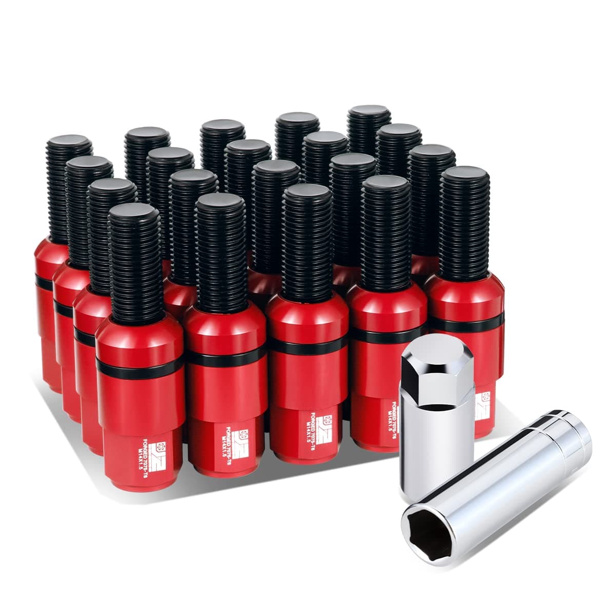 J2 EngineeringJ2-LN-T7-041BS-RD 20Pcs M14 x 1.5 Removable Cap Closed End Ball Seat Wheel Lug Bolt Compatible with Mercedes-Benz