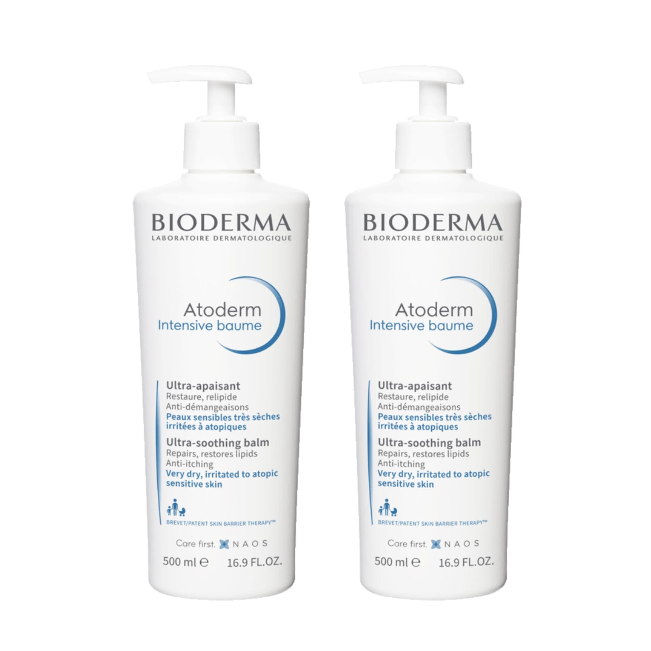 Bioderma Atoderm Intensive Balm Duo Pack Ultra-Nourishing Body Cream for Very Dry Skin, 2x16.9 Fl Oz