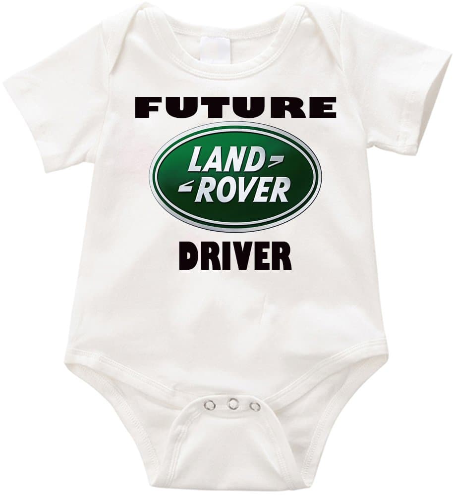 TallyWear USA Future Land Rover driver onesie Romper (6-12months, White)