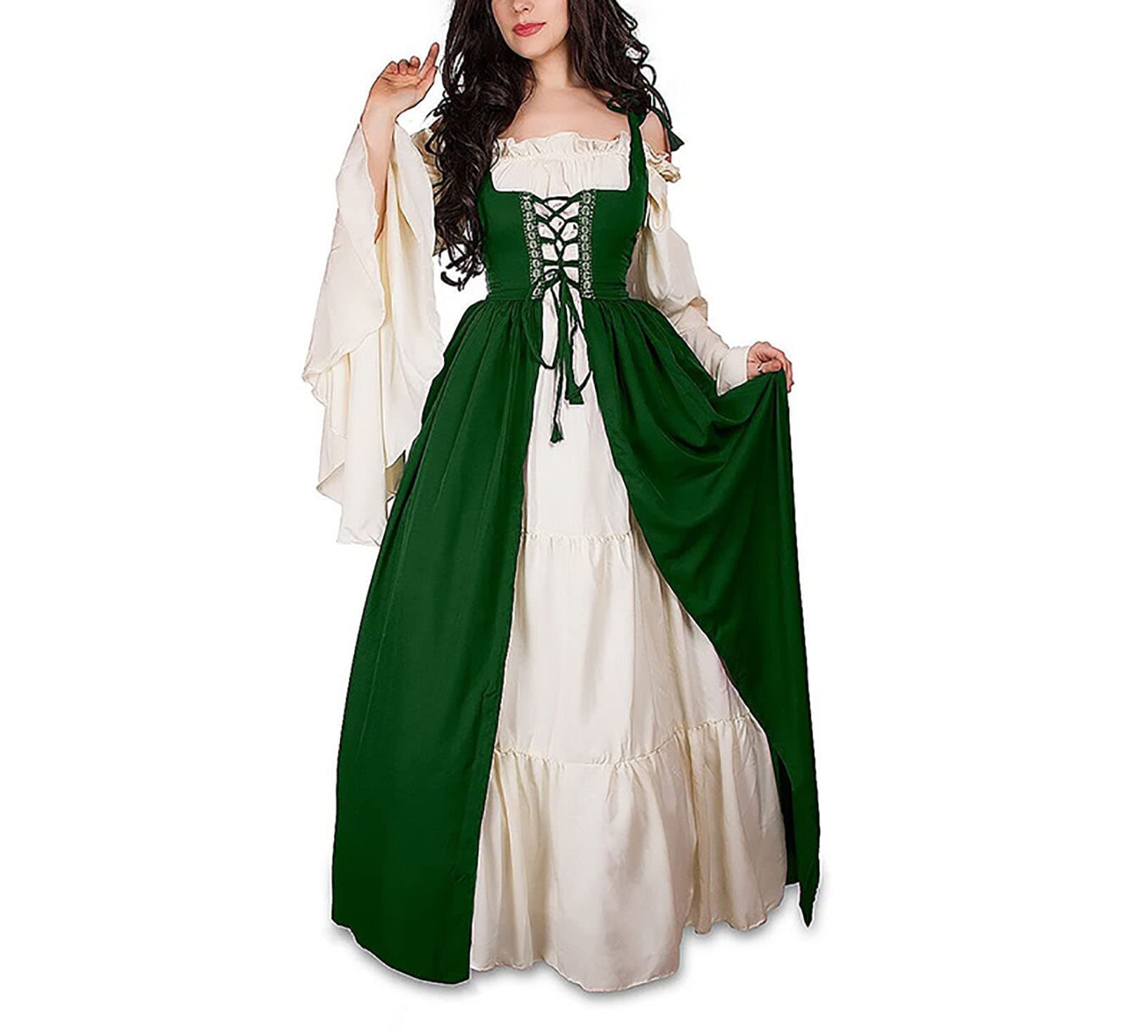 Guiran Womens Retro Renaissance Medieval Costume Dresses Fancy Evening Dress