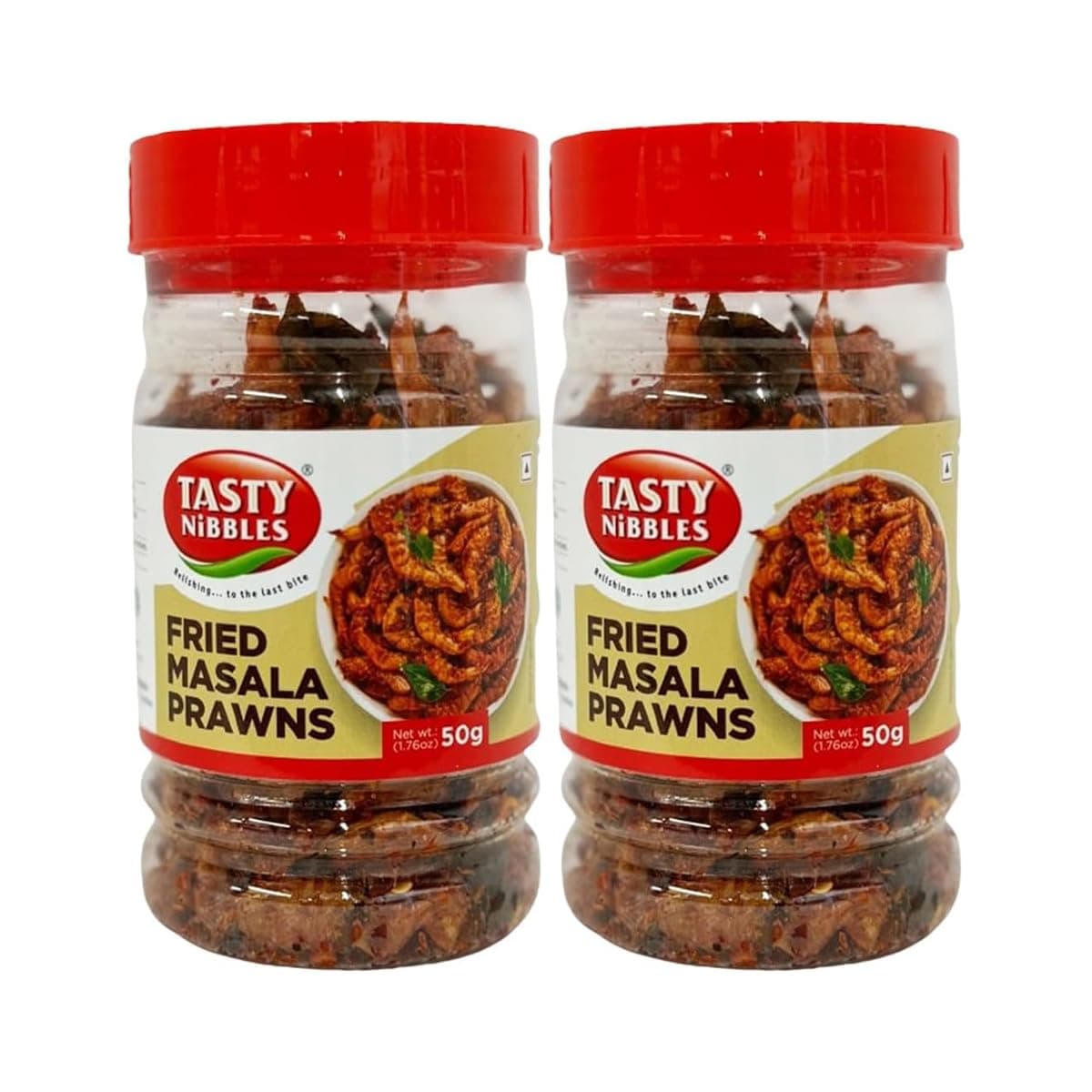 Generic Tasty Nibbles Fried Masala Prawns 50G Relishing To The Last Bite Just Heat And Eat No Artificial Colours And Preservatives Product Of India Pack Of 2